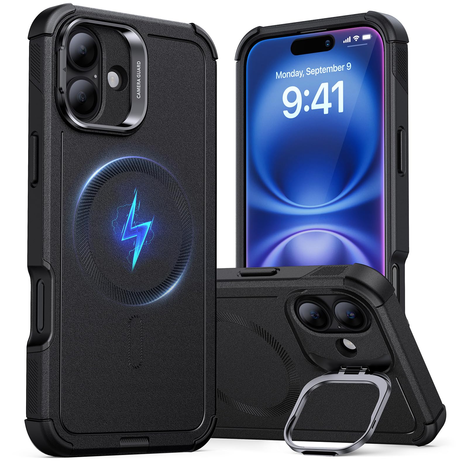 Esr For Iphone 16 Plus Case With Stand, 23Ft Military Grade Drop Protection, Heavy Duty Magnetic Phone Case, Compatible With Mag