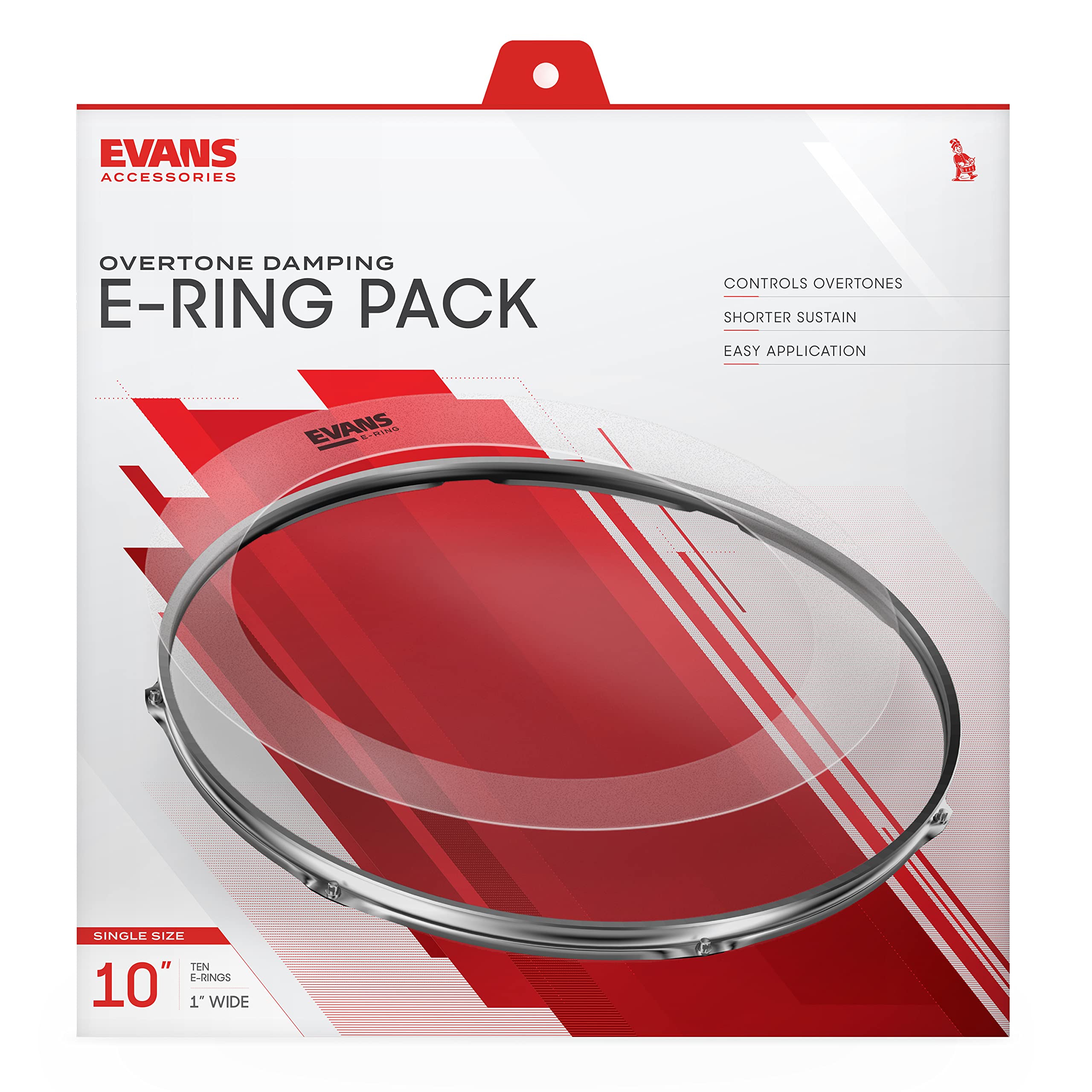 Evans 1 Inch E Ring 10 Pack, 10 Inch