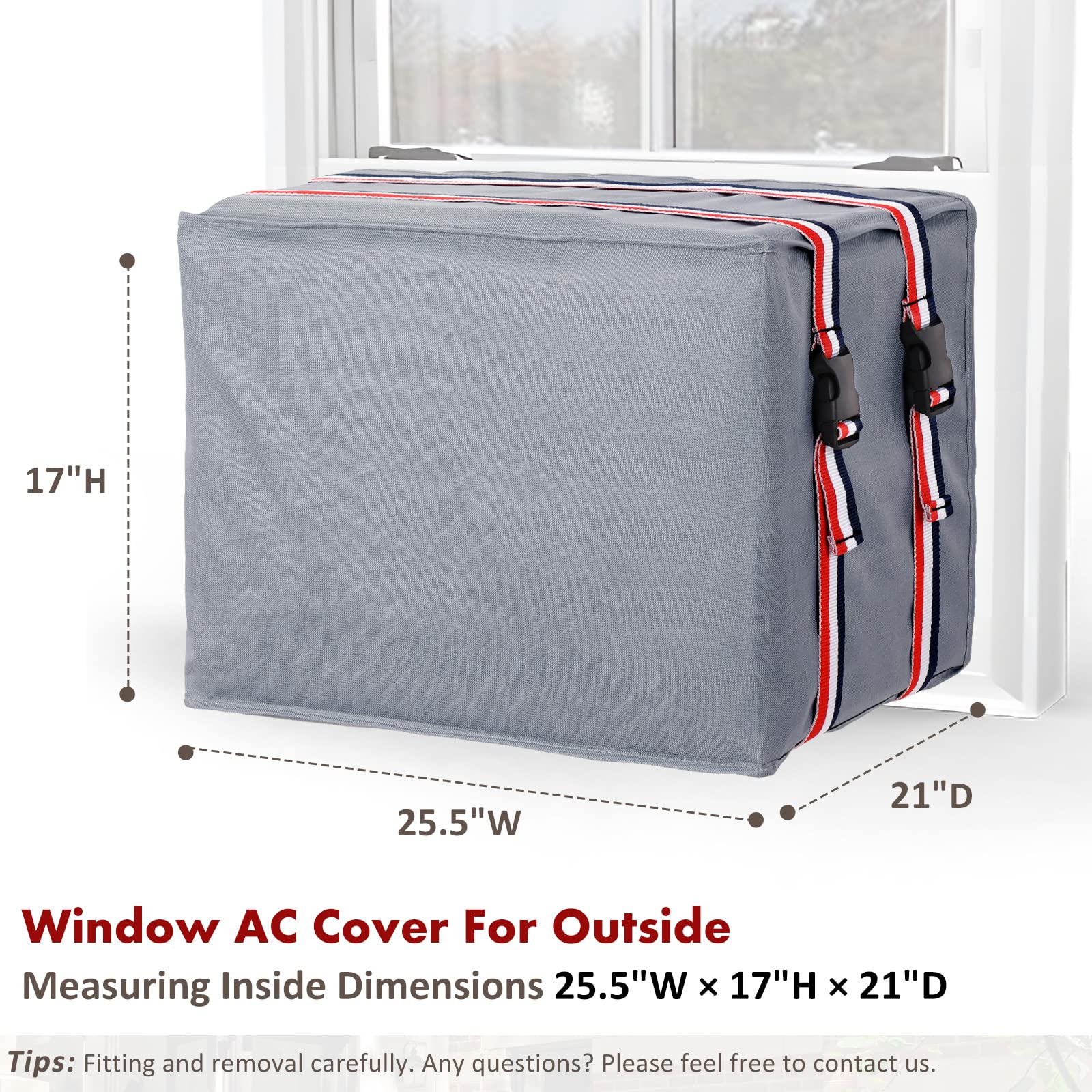 Unun Window Air Conditioner Covers For Outside , Ac Unit Covers Outdoor 25.5W X 17H X 21D Inches