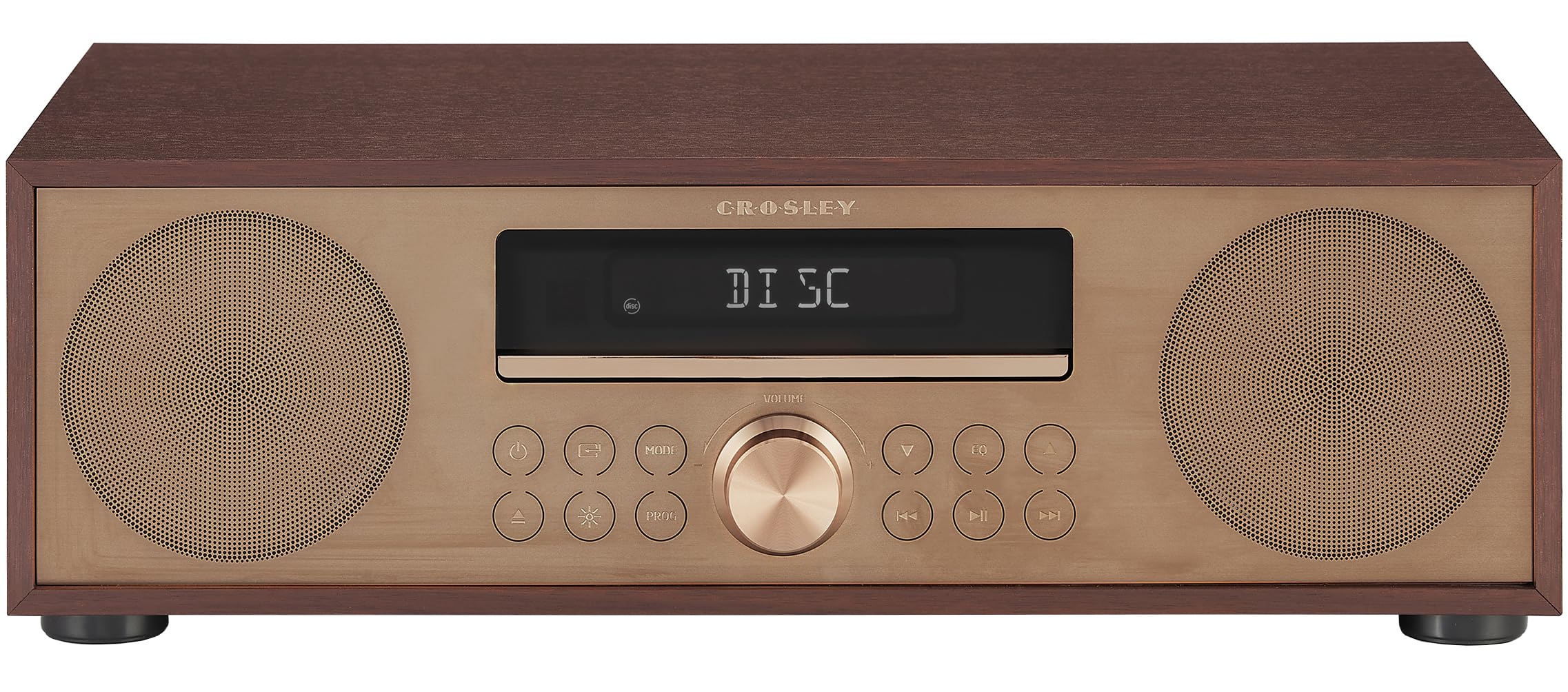 Crosley CR3501A-MA Fleetwood Retro Alarm Clock FM Radio and CD Player with Stereo Bluetooth Speakers, Mahogany