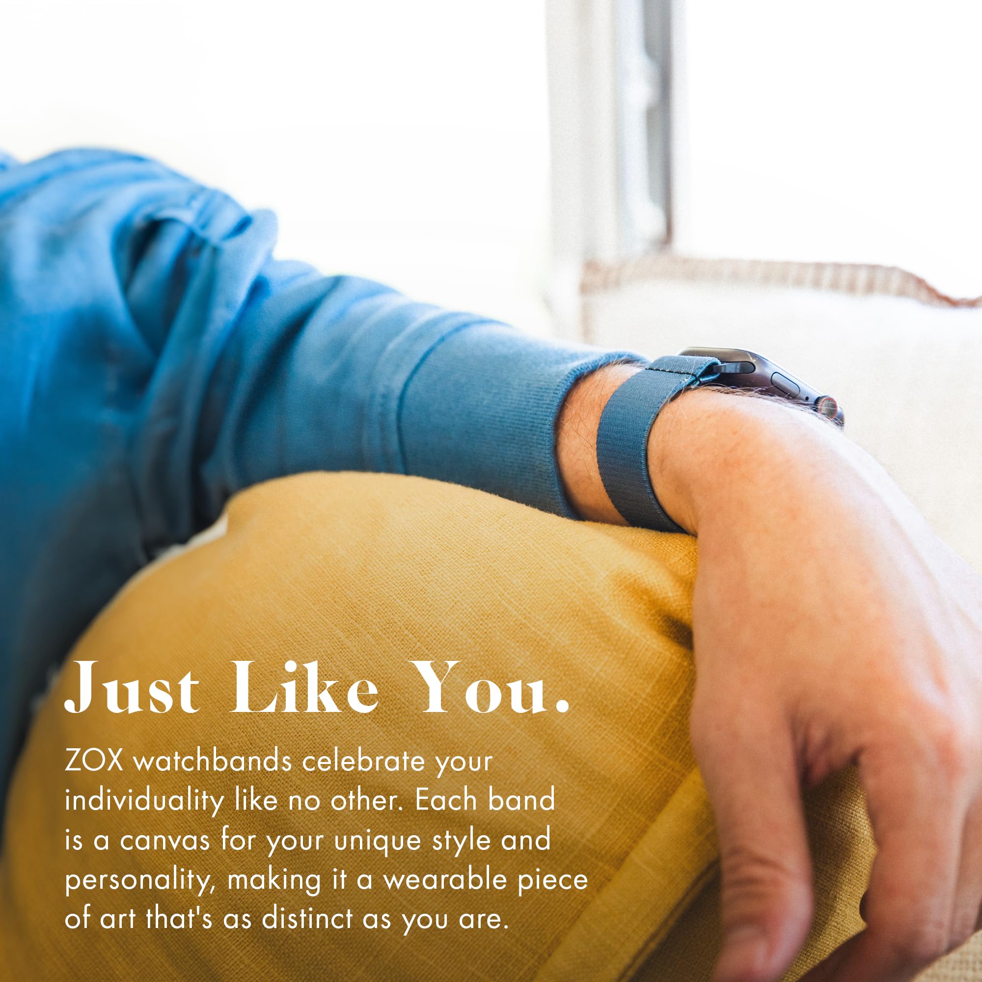 Zox Android Smart Watch Band - Deep Sea Blue | Soft, Adjustable Elastic Band With Motivational Affirmations And Beautiful Artwor