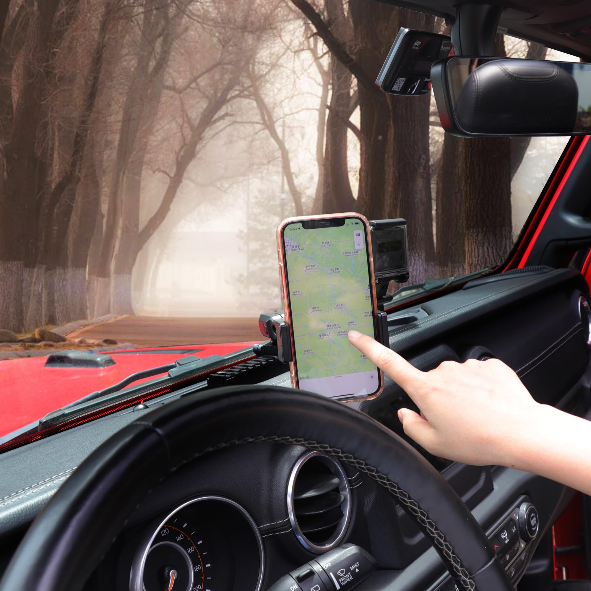 Rerpro Jl Dash Mount Phone Holder Action Camera Stand For 2018 2023 Jeep Wrangler Jl 2020 2023 Gladiator Jt Slide Rail Mounts Br