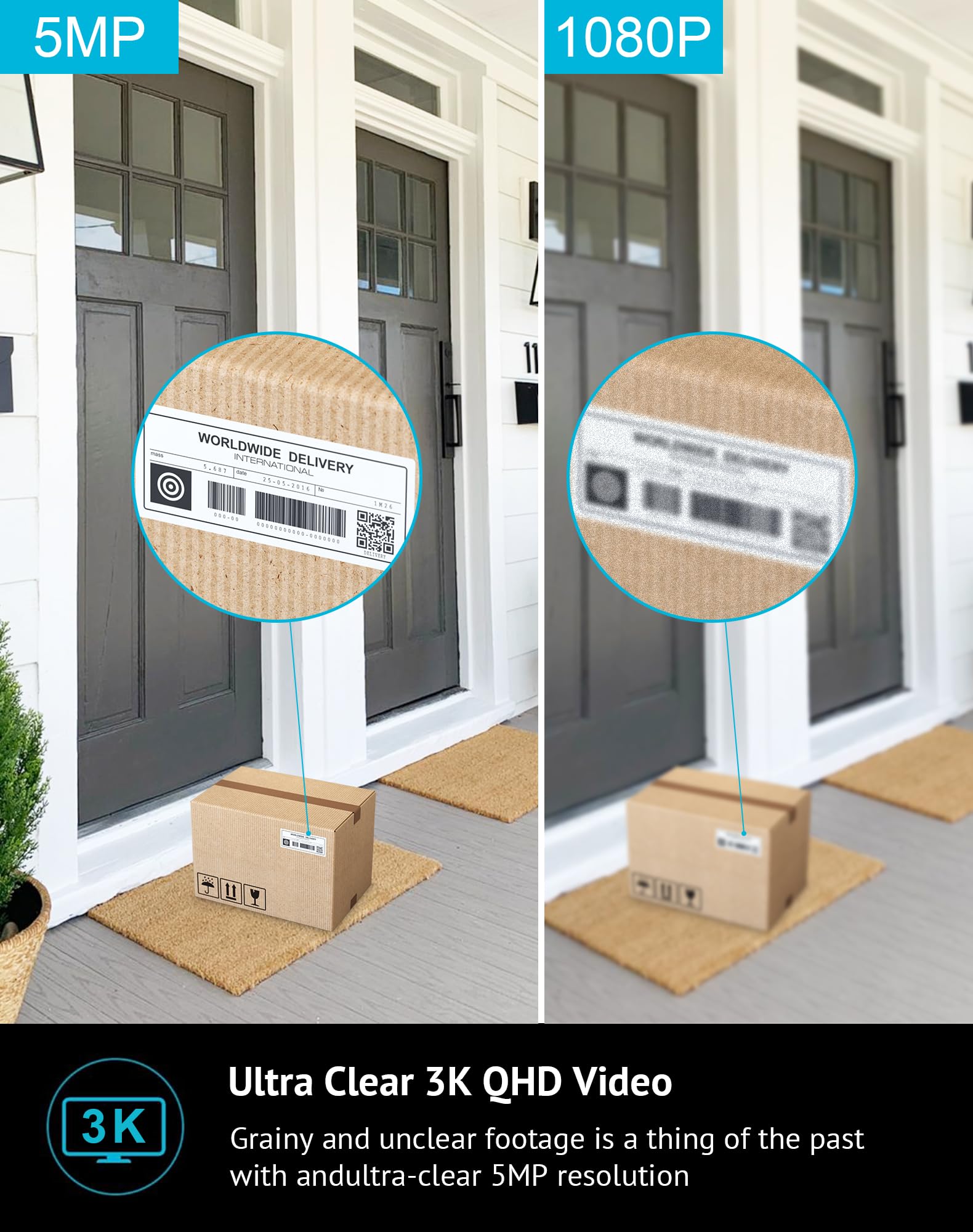 5Mp 3K Security Cameras Outdoor Indoor Wired,Ip65, Starlight Sensor & 100 Ft Night Vision,Motion/Person Detection,2 Way Audio/Sp