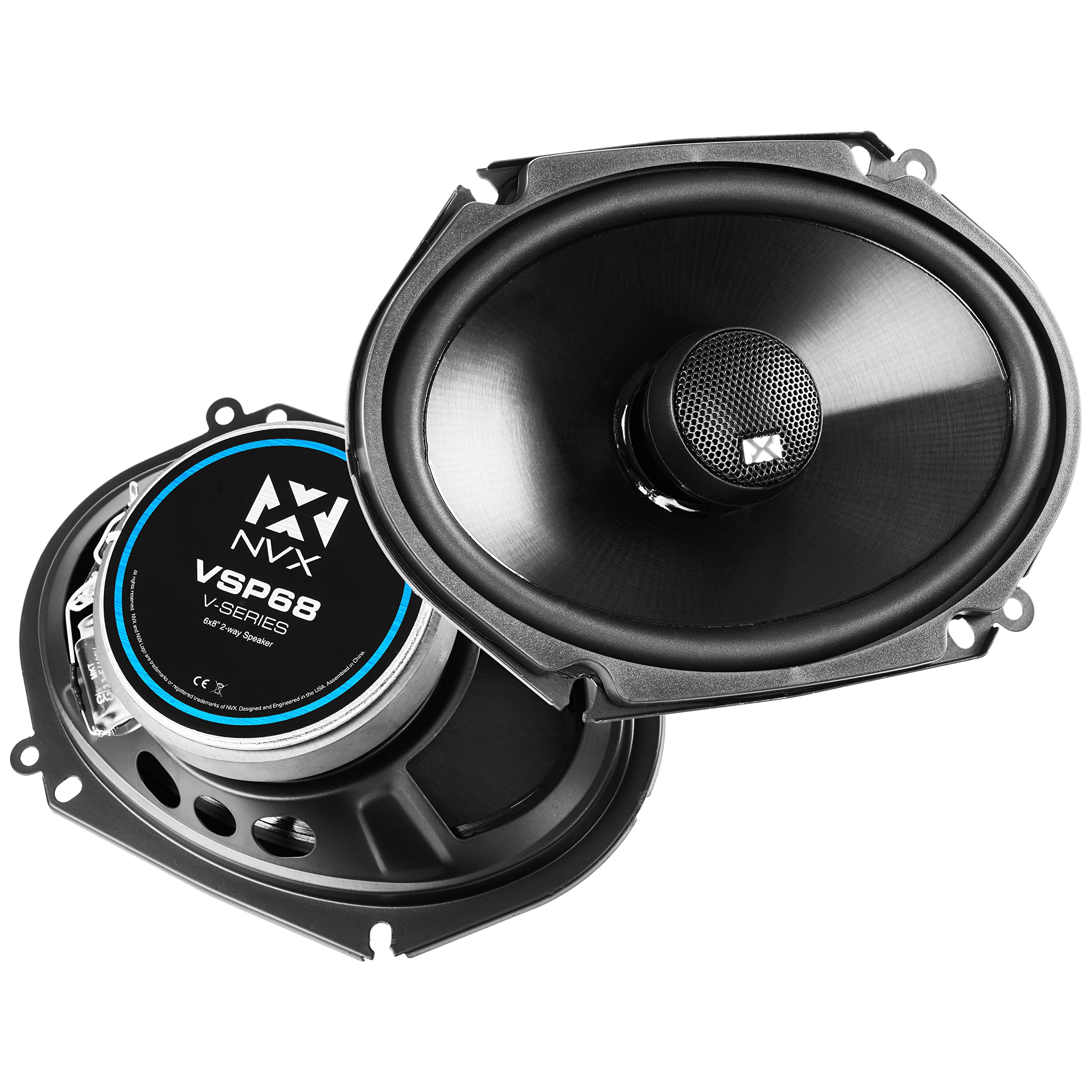 NVX VSP68 6x8 / 5x7 Premium Car Speakers, 600W Max, 200W RMS, 2Way Coaxial w/ 1 Silk Dome Tweeters & Builtin XOvers, Easy to