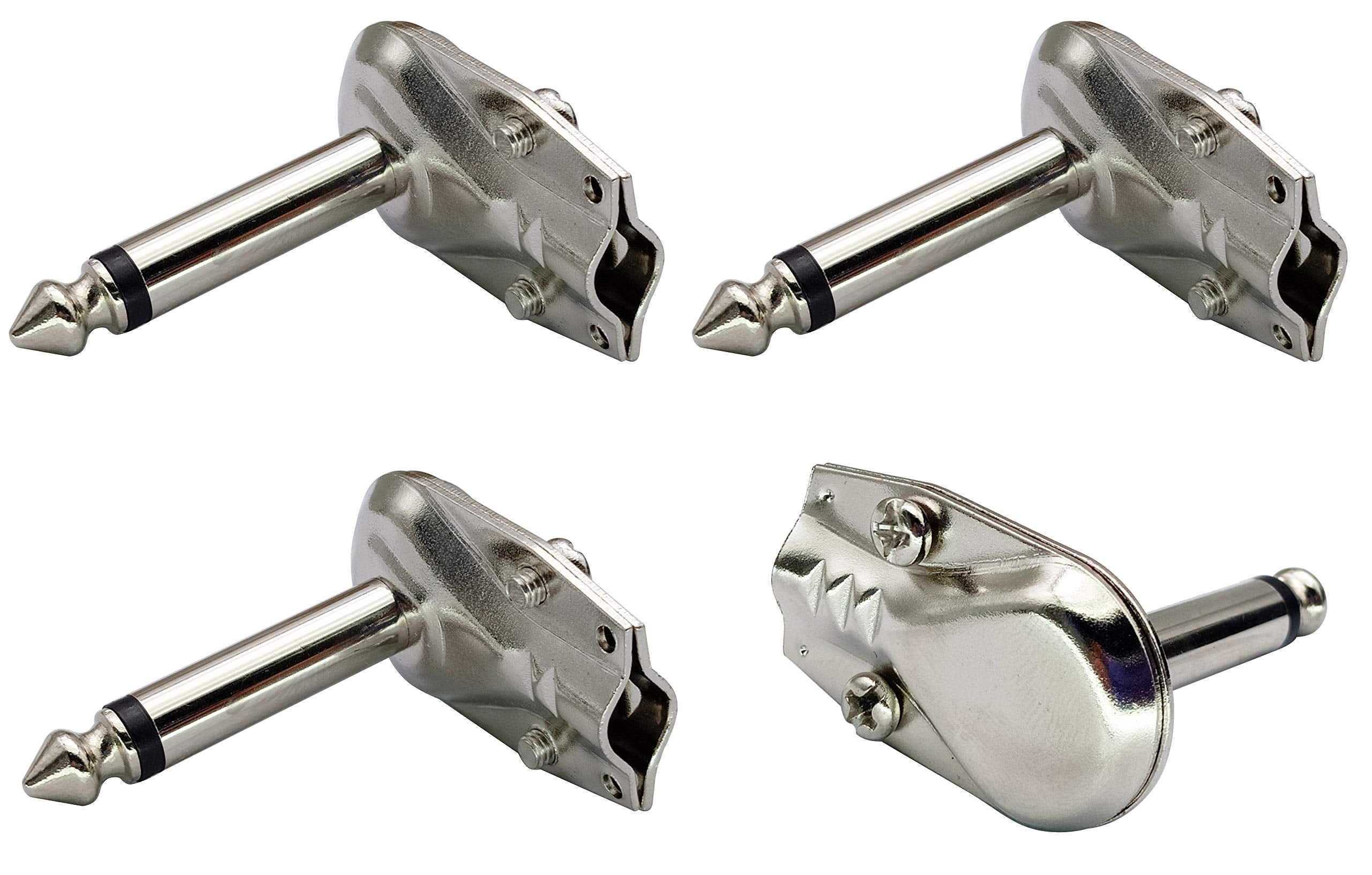 Aaotokk 90 Degree 6.35Mm Adapter Golden Plated Right Angle 6.35Mm 1/4 Inch Ts Mono Male Flat Pancake Style Plugs Connectors For