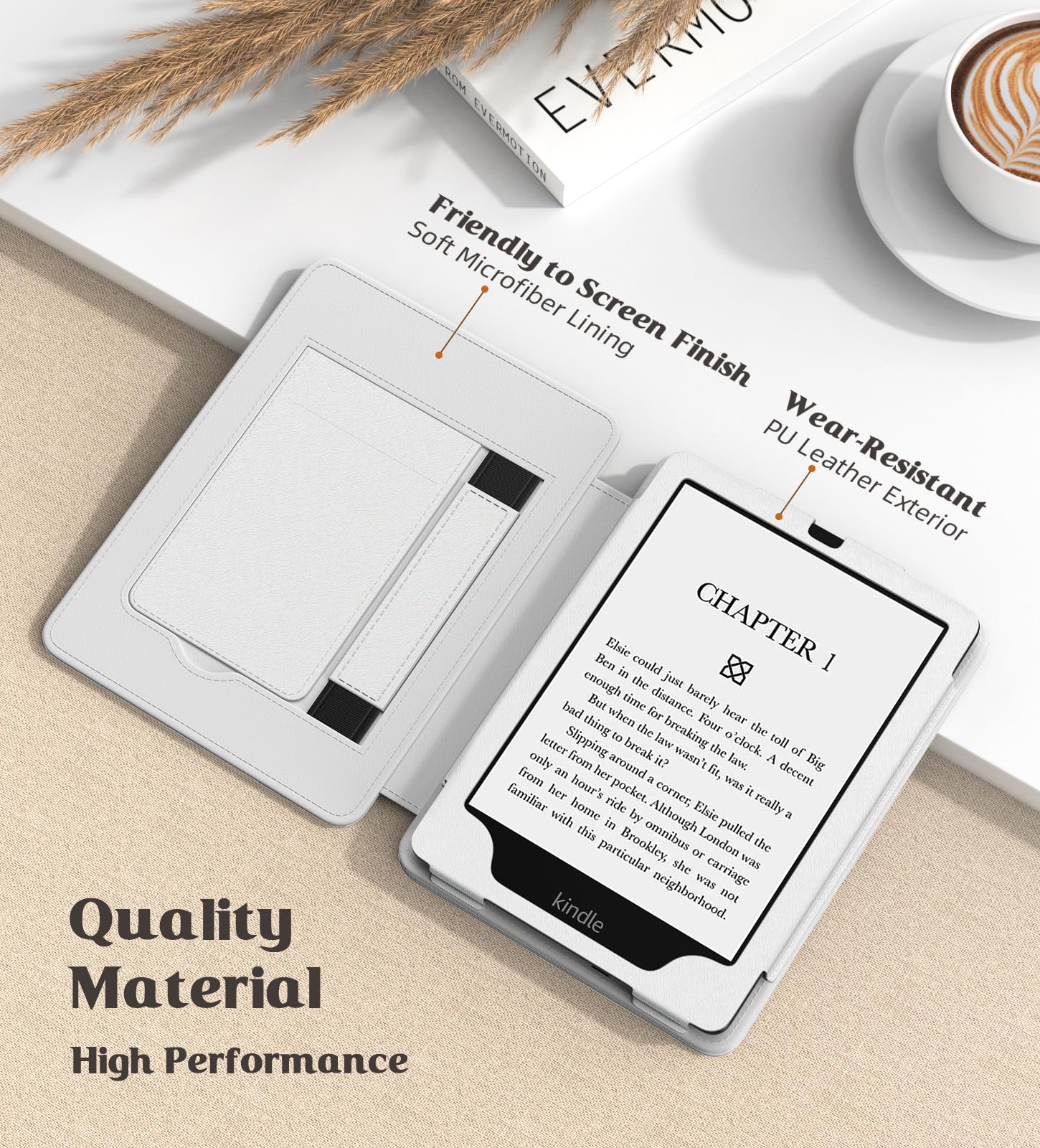 MoKo Case for 7'/6.8' Kindle Paperwhite(12th/11th Generation 2024/2021) and Kindle Colorsoft Signature Edition, Slim PU Shell Cover Case with Auto Wake/Sleep for Kindle Paperwhite 2024, White