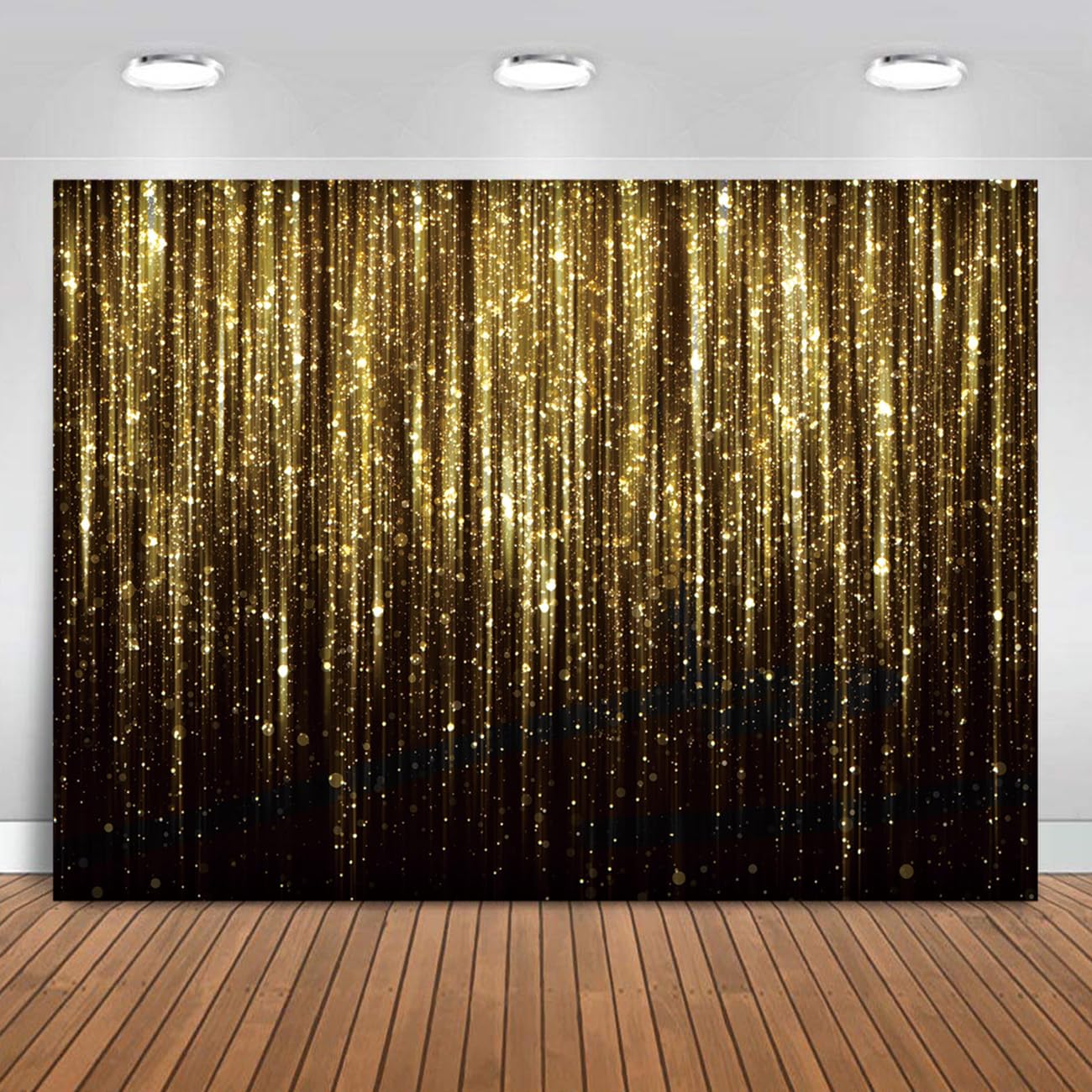 Maqtt 10X8Ft Golden Tassels Flash Merry Christmas And New Year'S Party Gold Tassels Decorate Birthday Party Photo