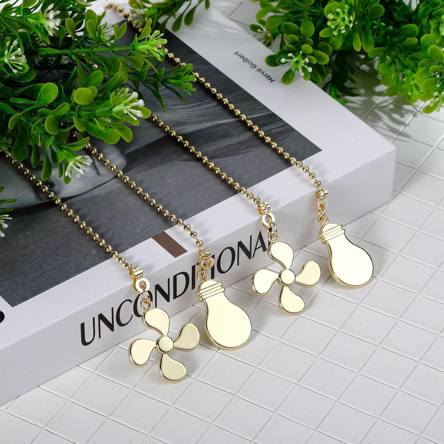 Sur Ciel 2Pcs Ceiling Fan Pull Chain, Ceiling Fan Pull Chain Extension, Fan Cord Extension Chain, Fan Strings Pull Chain Extensi