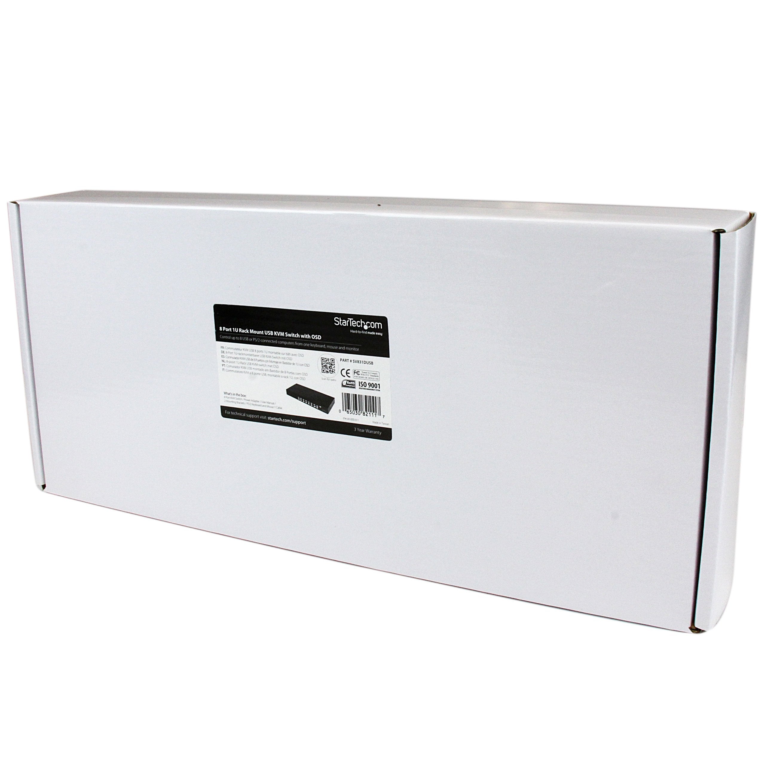 Startech.Com 8 Port Vga Kvm Switch   1U Rack Mount   Usb Ps/2 Kvm Switch With Osd   1920 X 1440 @60Hz   Kvm Video Switch (Sv831D