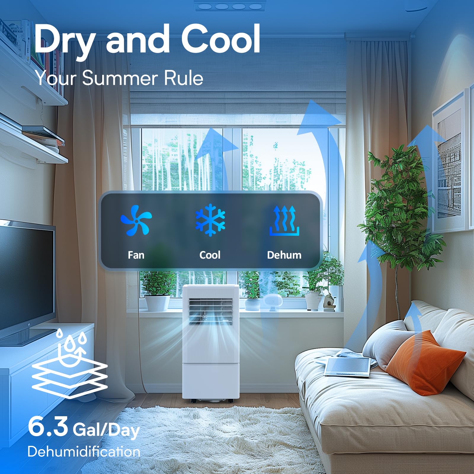 Air Choice 8000 Btu Portable Air Conditioner, 3-In-1 Room Air Conditioners Portable For Rooms Up To 350 Sq.Ft, Sleep Mode, 24H T