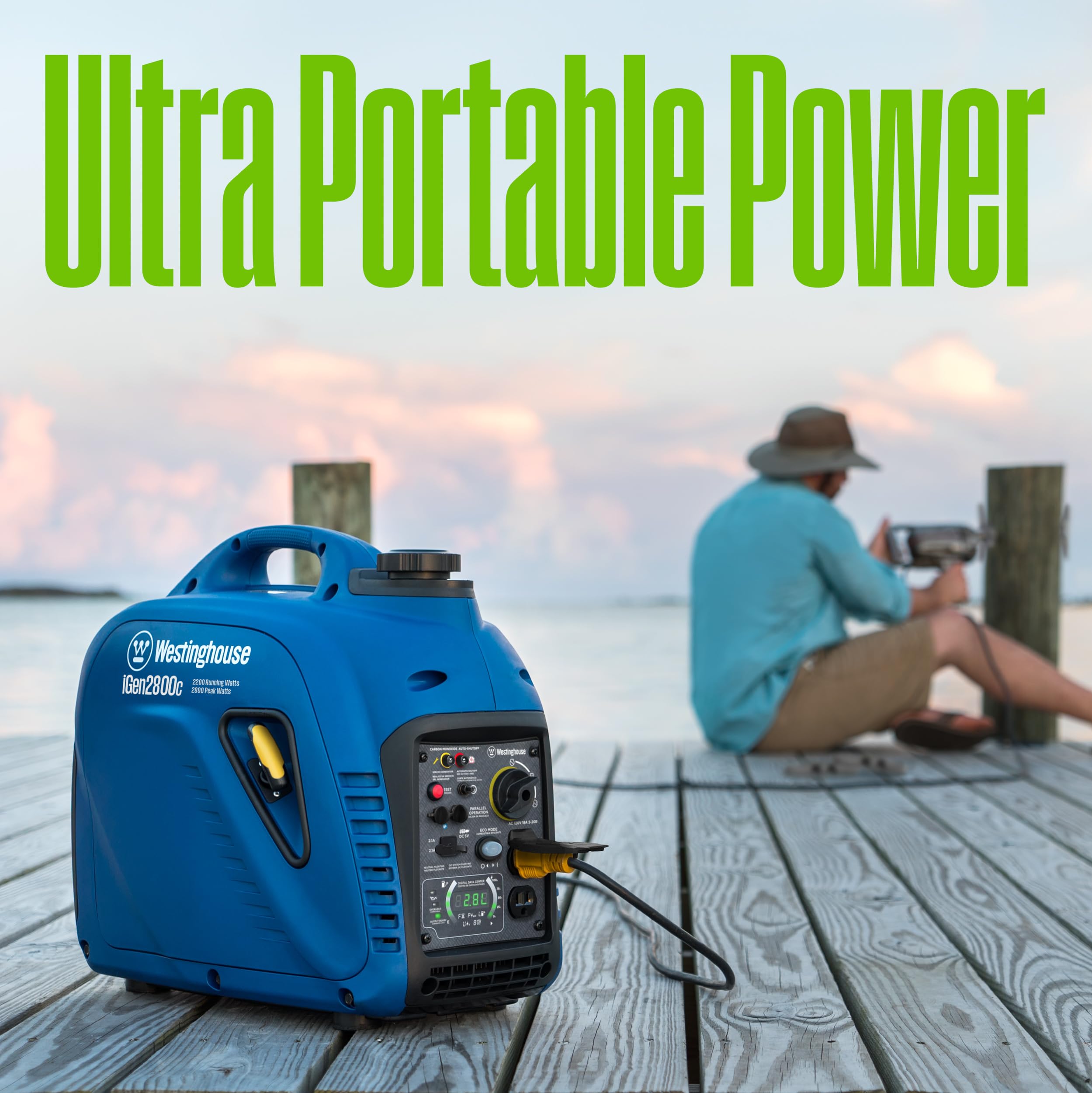 Westinghouse Outdoor Power Equipment 2800 Peak Watt Super Quiet & Lightweight Portable Inverter Generator, Gas Powered, Co Senso