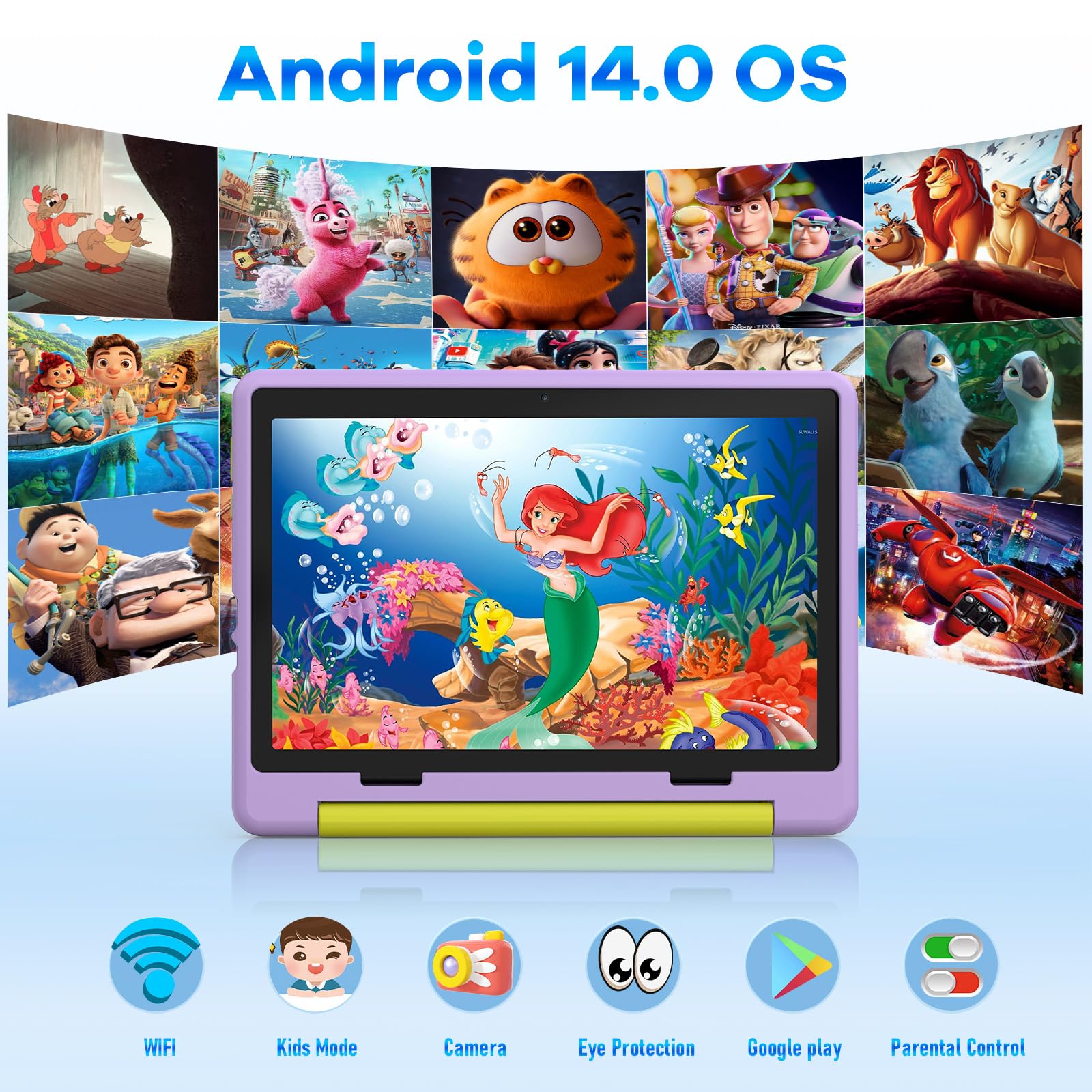 Kids Tablet|Upgraded Android 14 Tablet 10 Inch For Kids With Protective Case|Octa Core|64Gb|1Tb Tf Card Expandable|Dual Camera|P