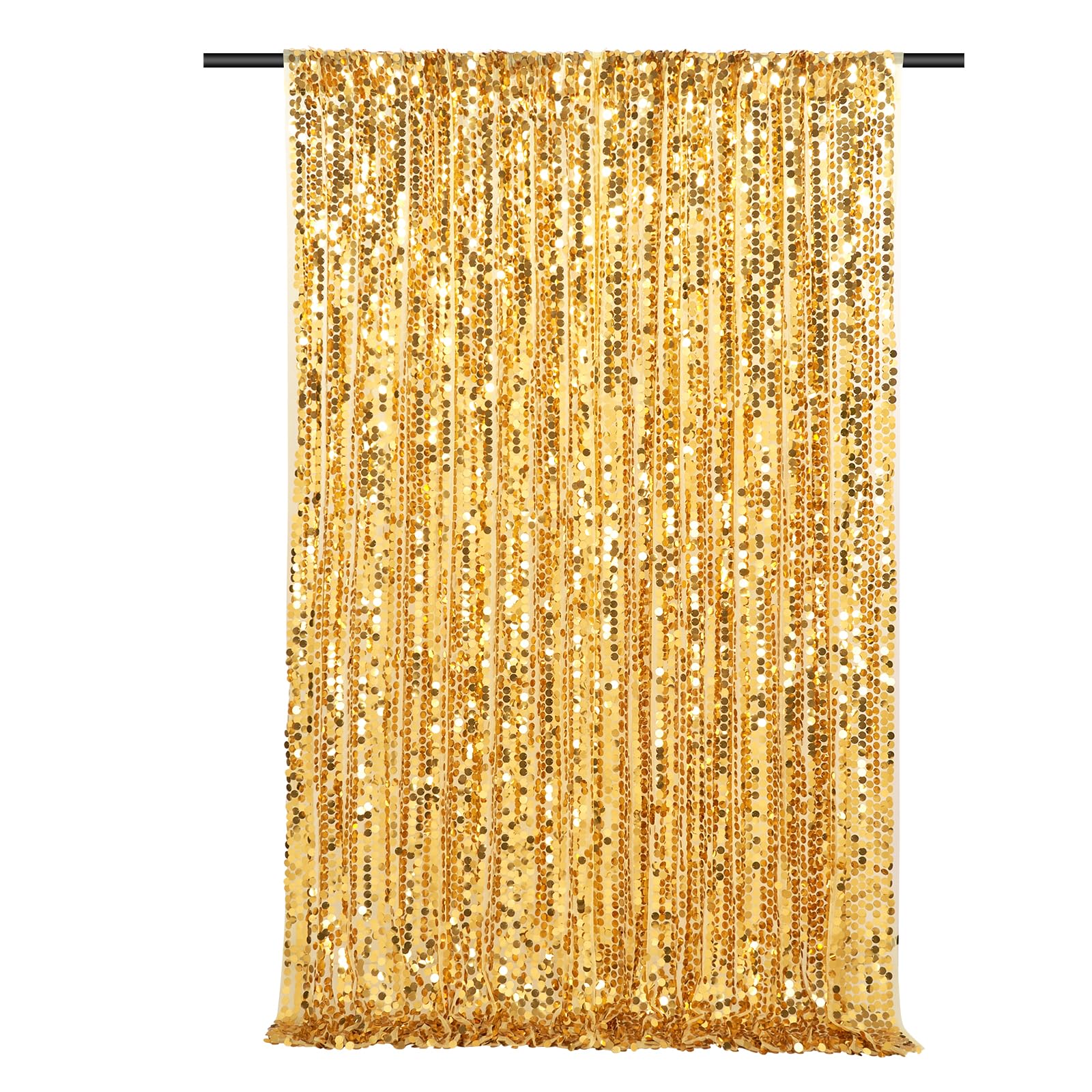 Big Payette Sequin Backdrop 4Ftx8Ft Gold Shimmer Backdrop Curtains Glitter Fabric Drapes For Birthday Party Baby Shower Decorati