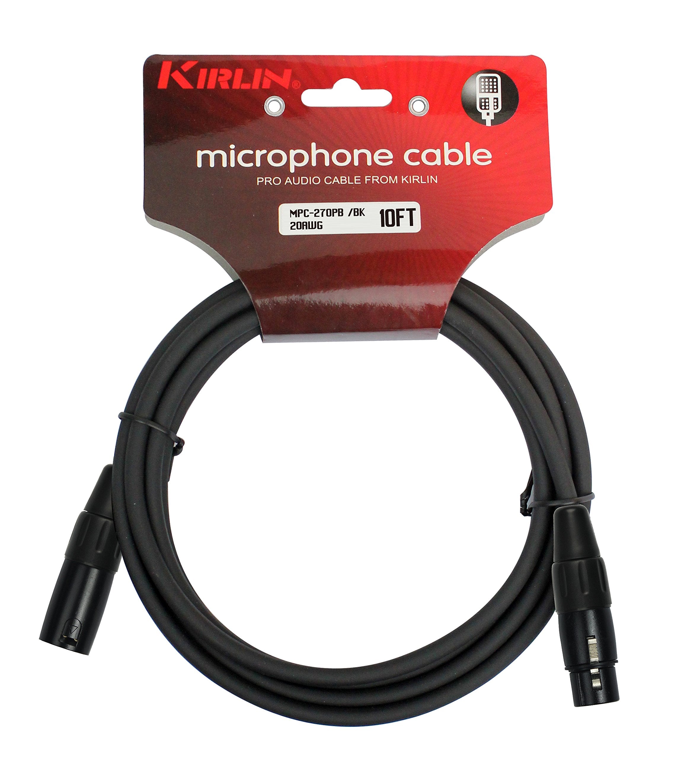 Kirlin Cable Mpc Microphone Cable, Xlr, Black, 10Ft (Mpc 270Pb 10/Bk)