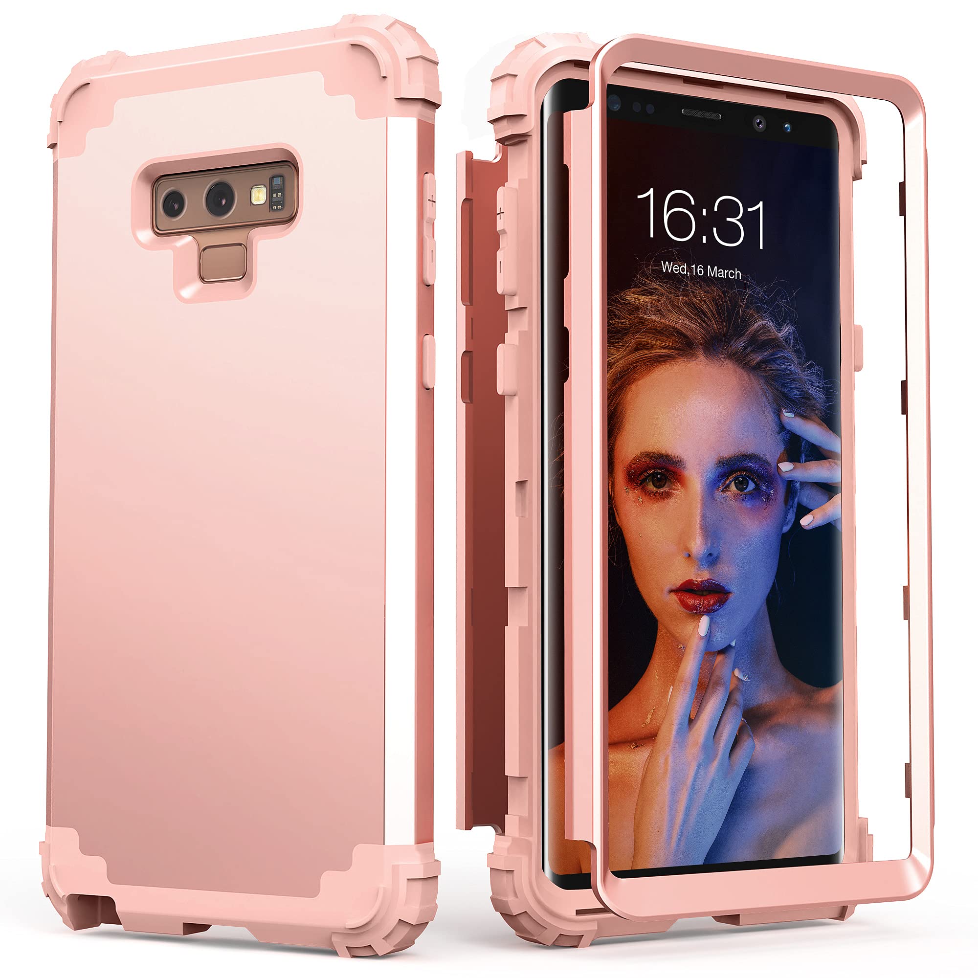 Galaxy Note 9 Case, Note 9 Case Rose Gold For Women Girls, Idweel 3 In 1 Shockproof Slim Hybrid Heavy Duty Protection Hard Pc Co