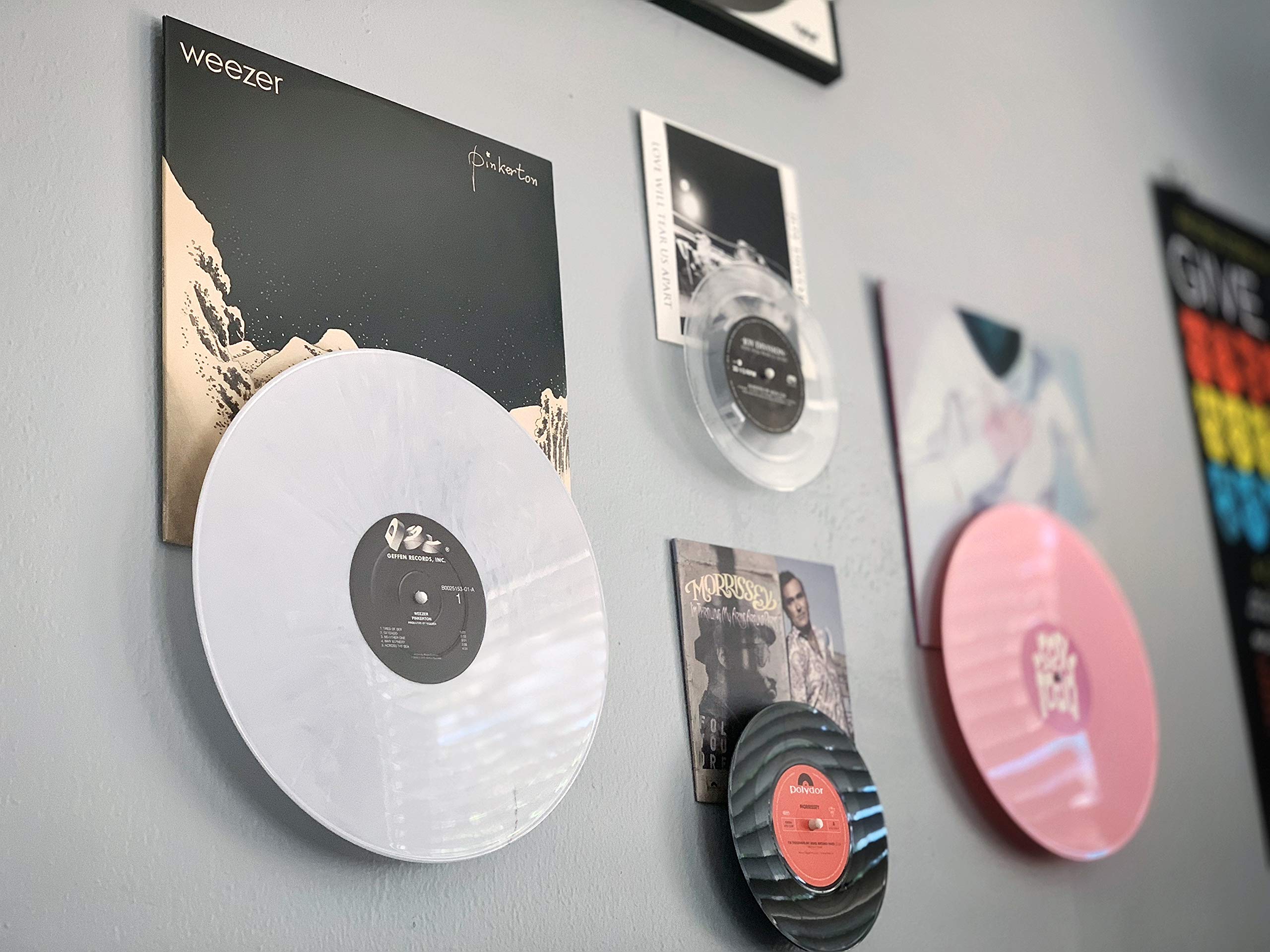 Record Props - Vinyl Record Display - Combine vinyl and album cover on wall. Doubles as a now playing tabletop stand.