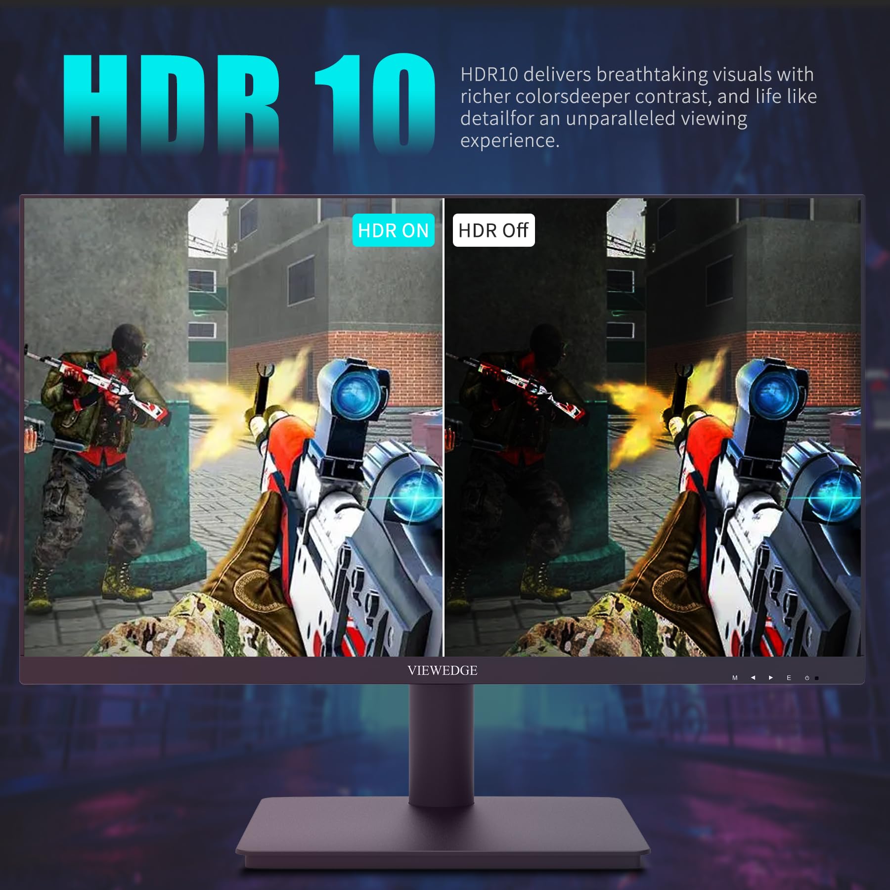 Viewedge 27 Inch Gaming Monitor, Ips 165Hz 1Ms Qhd Computer Monitor, 2560X1440P,Hdr 10, 120% Srgb, Supports 144Hz, Bluelight Fil