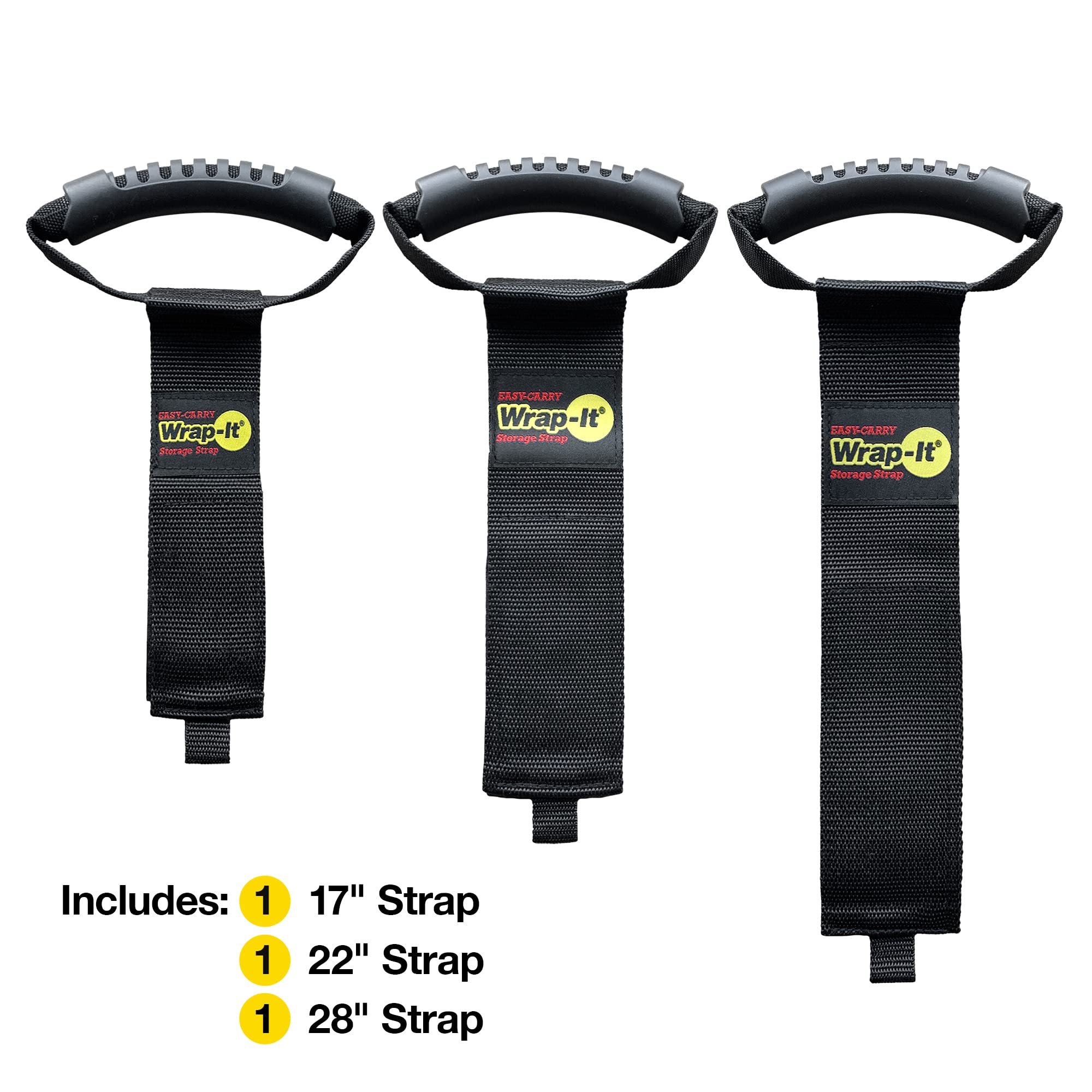 Easy Carry Wrap It Storage Straps   Assorted 3 Pack Black   Hook And Loop Straps With A Carrying Handle For Garden Hose, Extensi