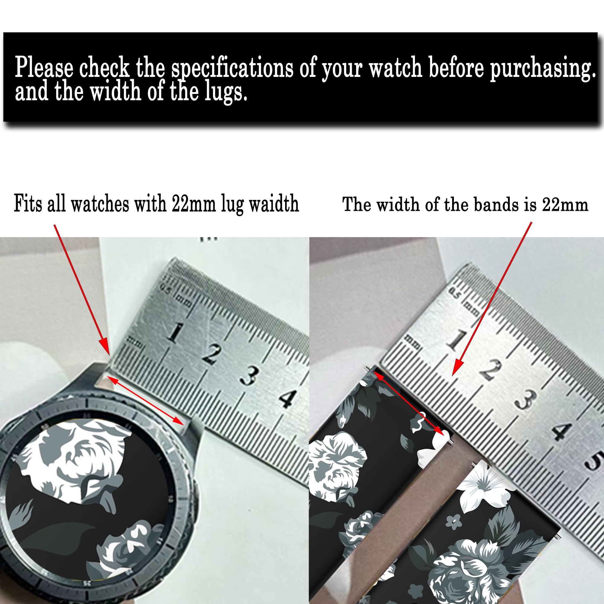 Toolaik Florai 22Mm Watch Band Compatible For Samsung Galaxy Watch 3 45Mm/Gear S3 Frontier/Classic,Silicone 22Mm Watch Band Quic