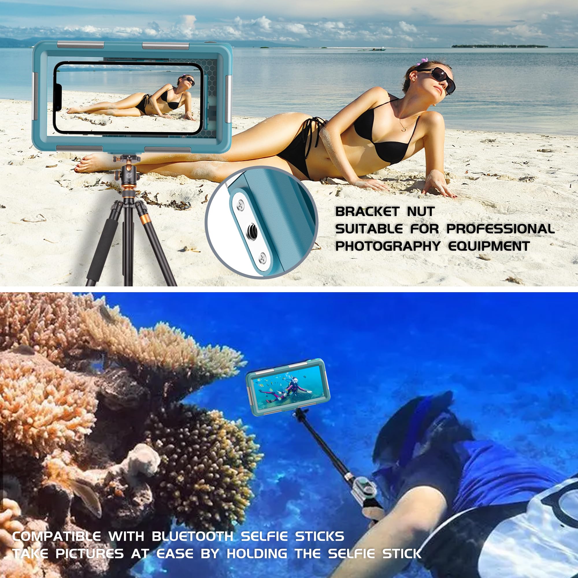 Professional Underwater Phone Case For Snorkeling Diving 50Ft/15M Waterproof Scuba Photo&Video Universal Housing For Iphone 15 P