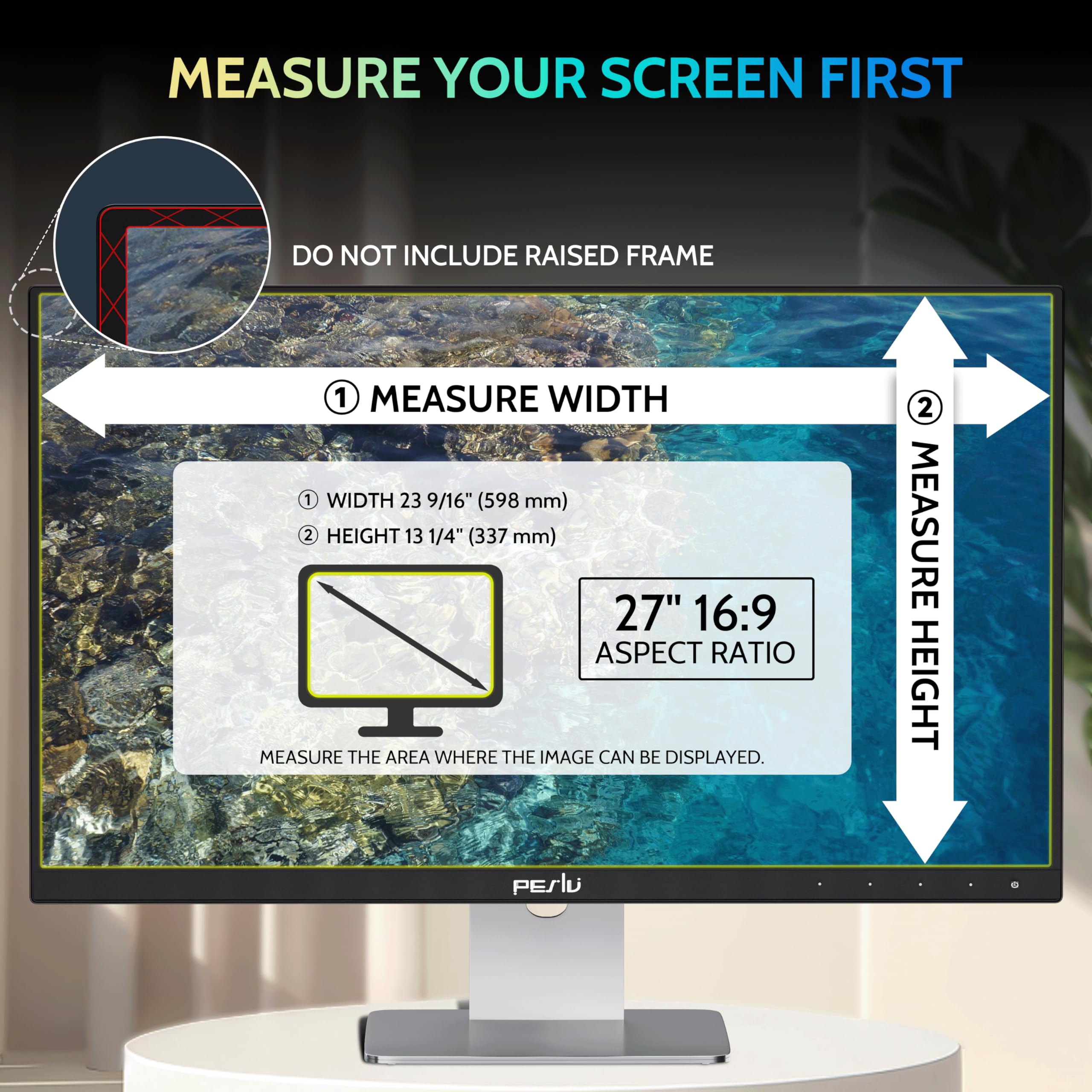 Peslv 2 Pack 27 Inch 16:9 Computer Privacy Screen For Widescreen Monitor, 27Inch Removable Anti Blue Light Glare Eye Protection