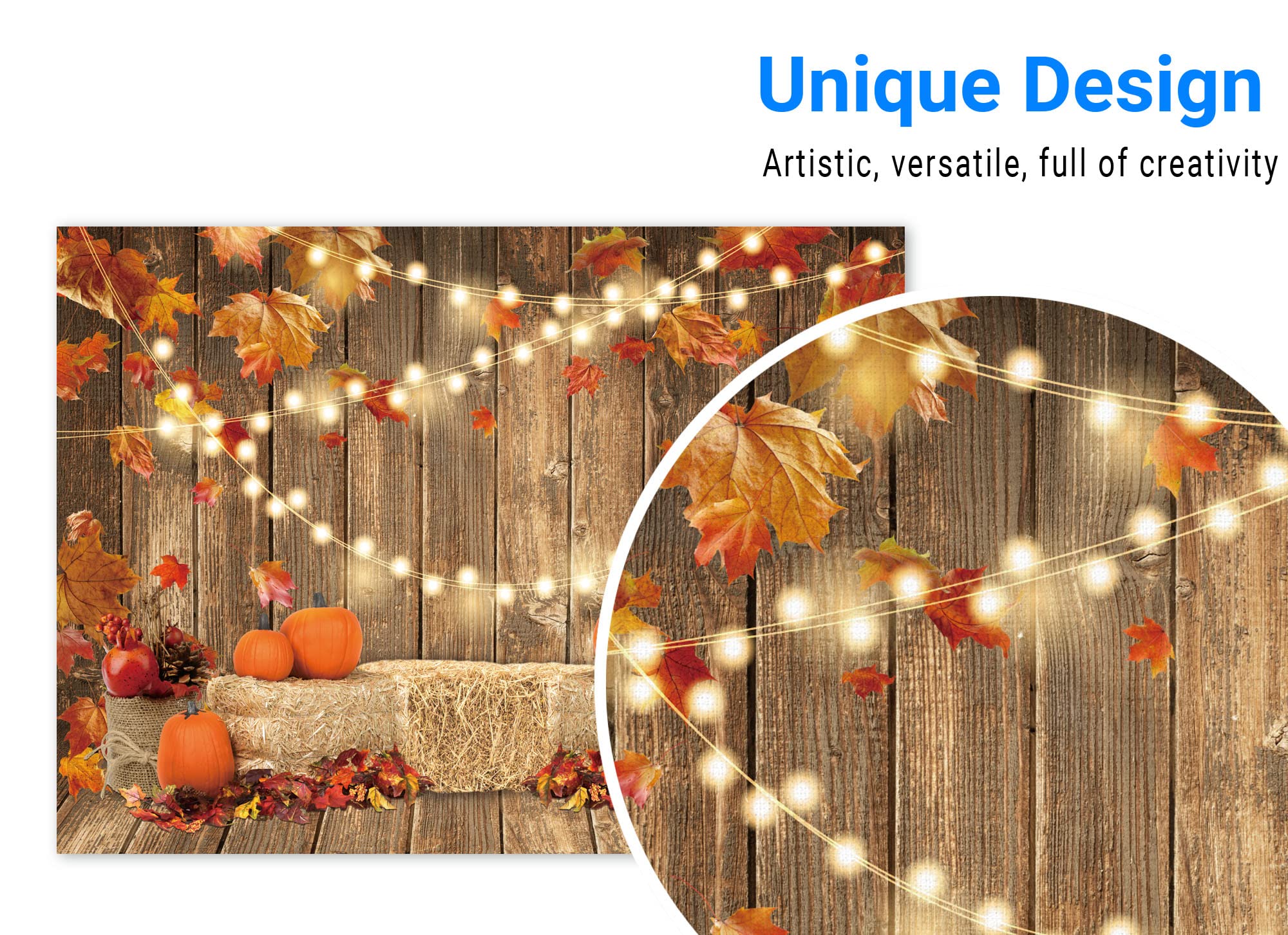 Funnytree 8X6Ft Fall Pumpkin Photography Backdrop Autumn Tanksgiving Harvest Hay Leaves Wooden Background Sunflower Maple Baby S