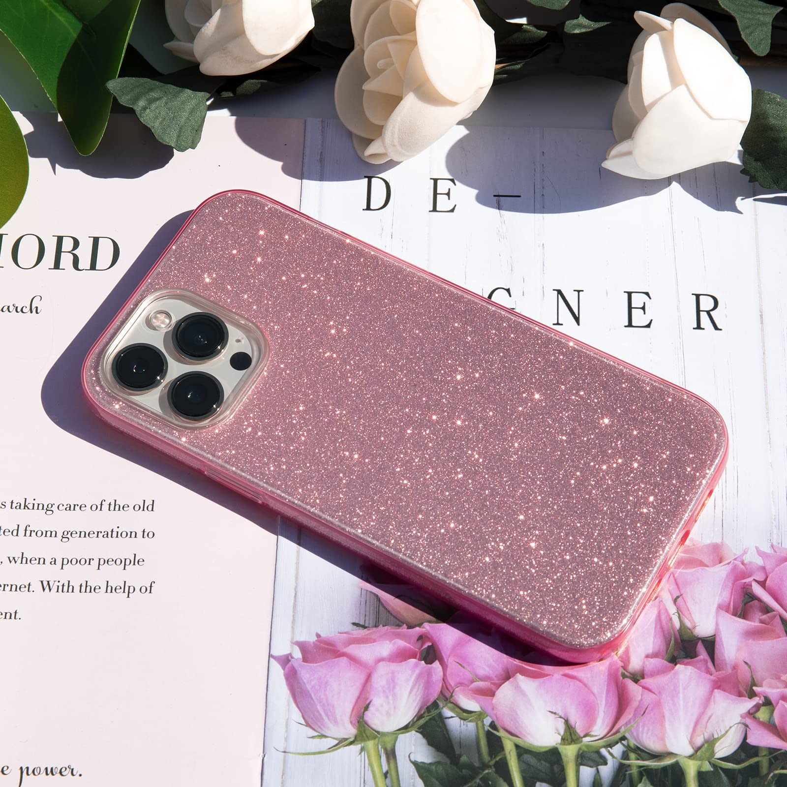 MATEPROX iPhone 13 Pro Case Bling Sparkle Protective TPU Pink 6.1 inch