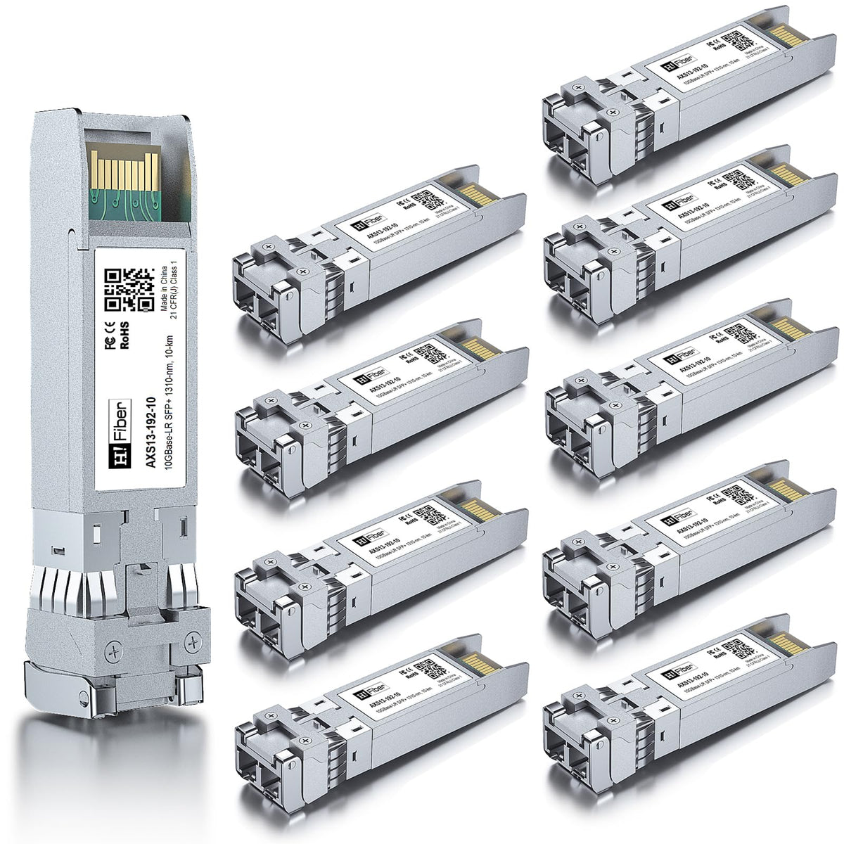10 Pack 10G Single Mode Sfp+ Lc Module, 10Gbase Lr Fiber Transceiver For Cisco Sfp 10G Lr, Meraki Ma Sfp 10Gb Lr, Ubiquiti Unifi