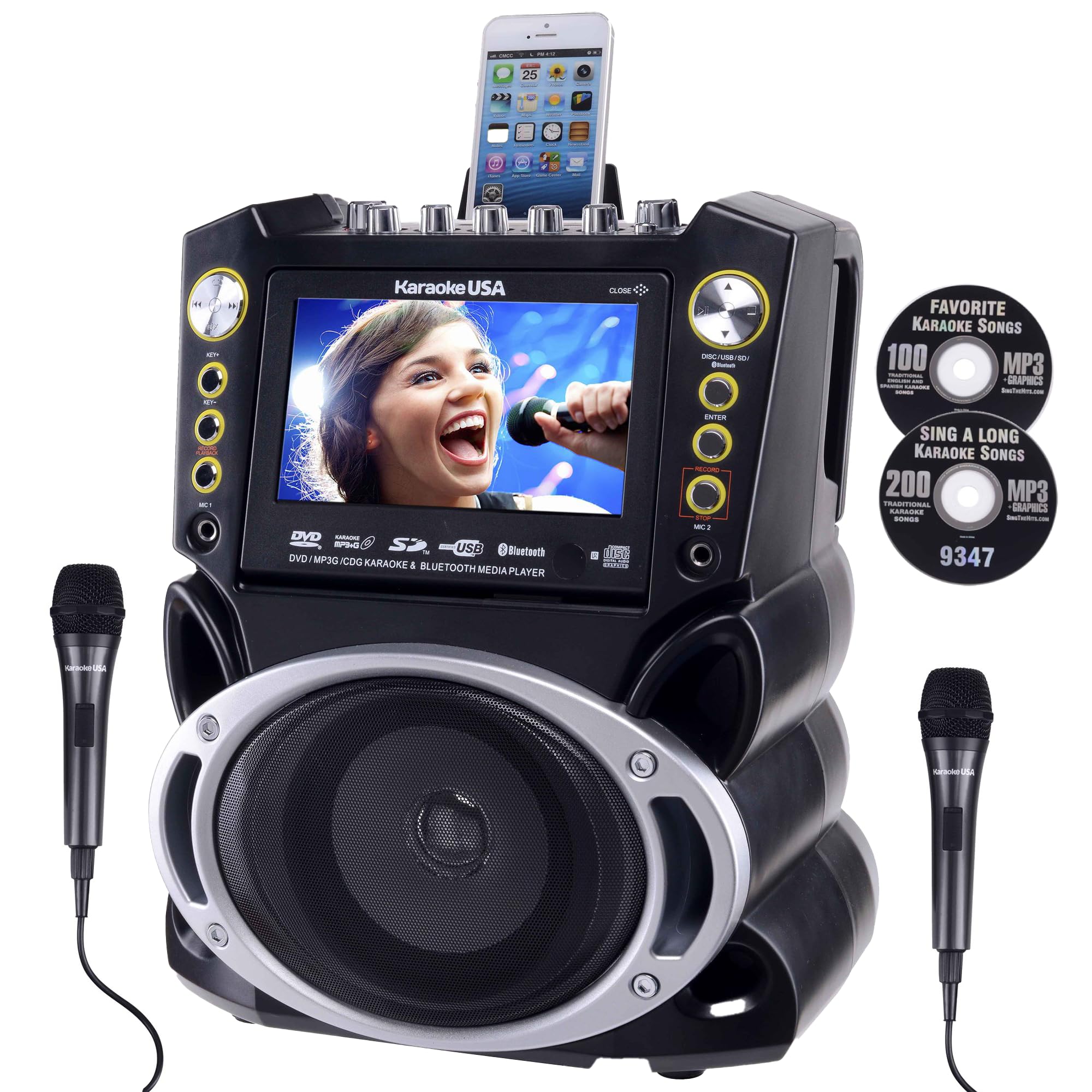 Karaoke USA Karaoke System - Portable, Black (GF844)