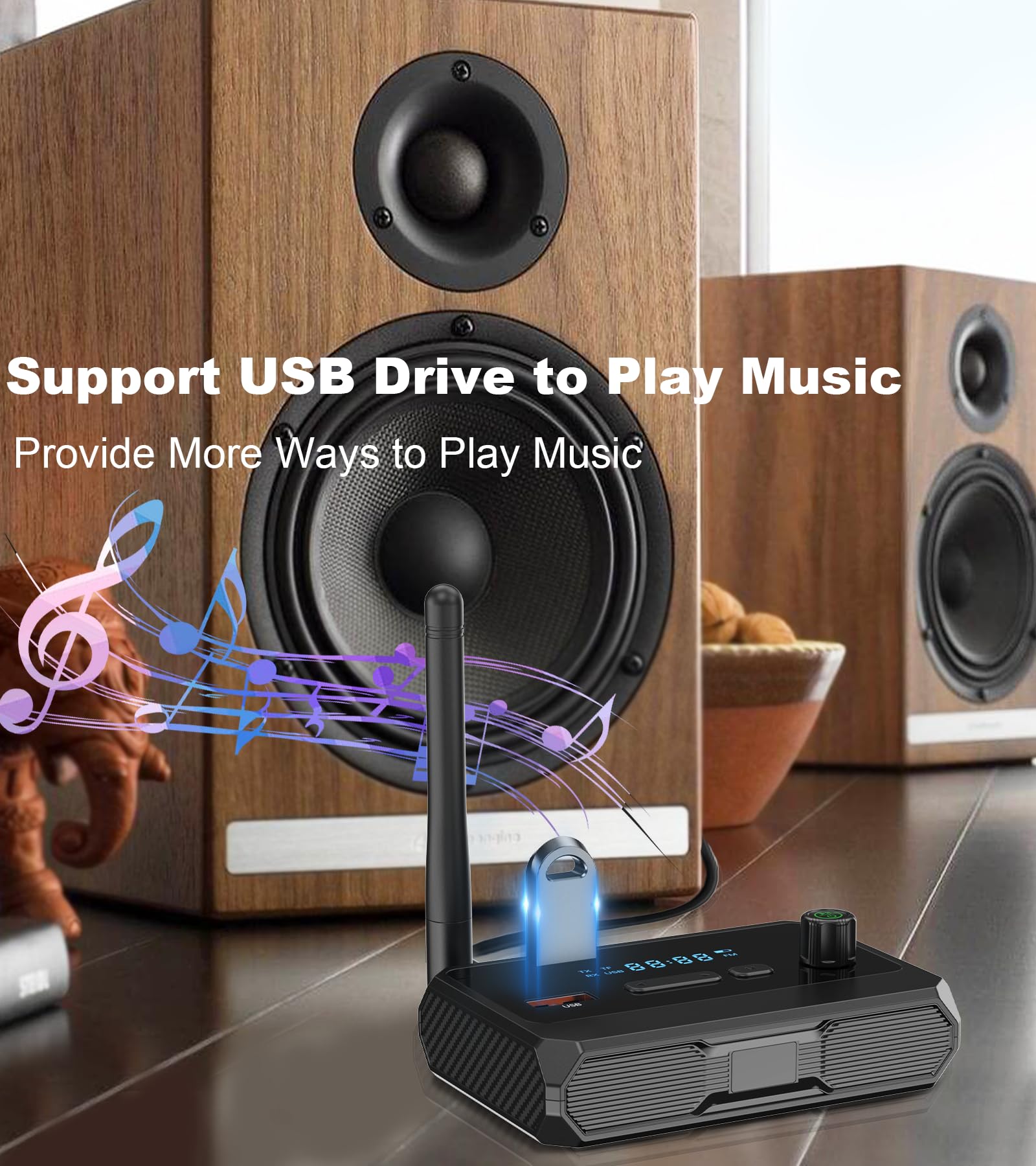 Kaiy Bluetooth 5.3 Receiver For Home Stereo, Optical Low Latency & Hd Music Audio Bluetooth To Rca Adapter For Stereo/Speakers/W