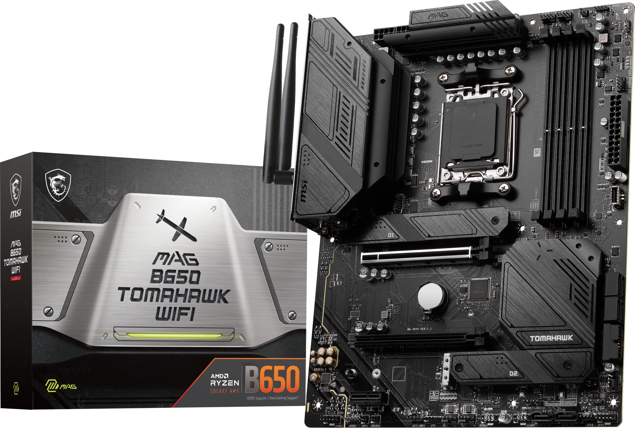 Msi Mag B650 Tomahawk Wifi Gaming Motherboard (Amd Am5, Atx, Ddr5, Pcie 4.0, M.2, Sata 6Gb/S, Usb 3.2 Gen 2, Hdmi/Dp, Wi Fi 6E, 