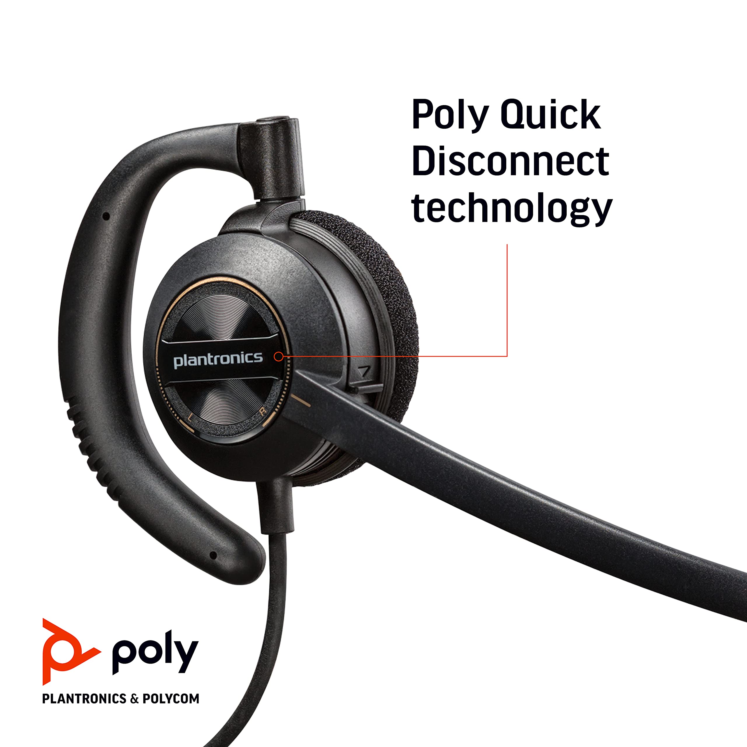 Poly - Encorepro 530 Quick Disconnect (Qd) Headset (Plantronics) - Works With Poly Call Center Digital Adapters (Sold Separately
