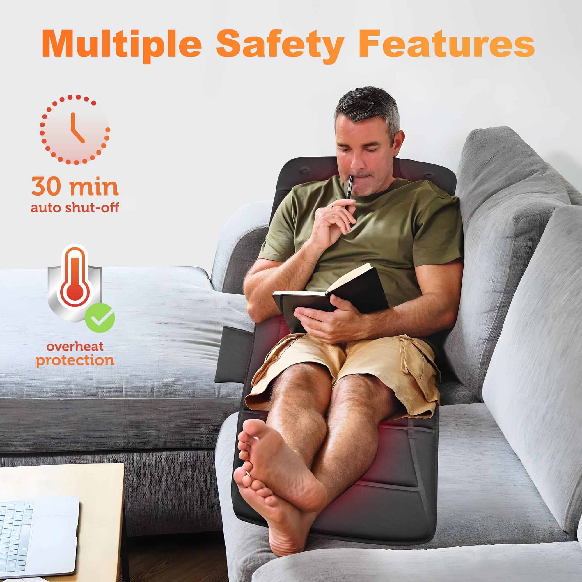 Cili Massage Mat Full Body,Massager Chair Pad,10 Vibration Motors & 5 Massage Modes,Back Massager For Bed,Massage Mattress Pad F