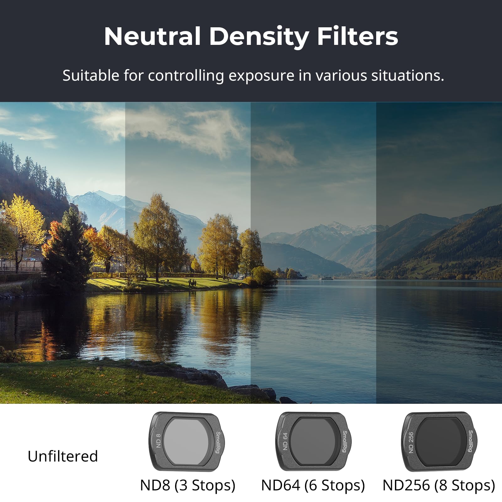 Smallrig Magnetic Nd Filters Set For Dji Osmo Pocket 3, Includes Nd8, Nd64, Nd256 Multi-Coating Filter And Screen Protector, Acc