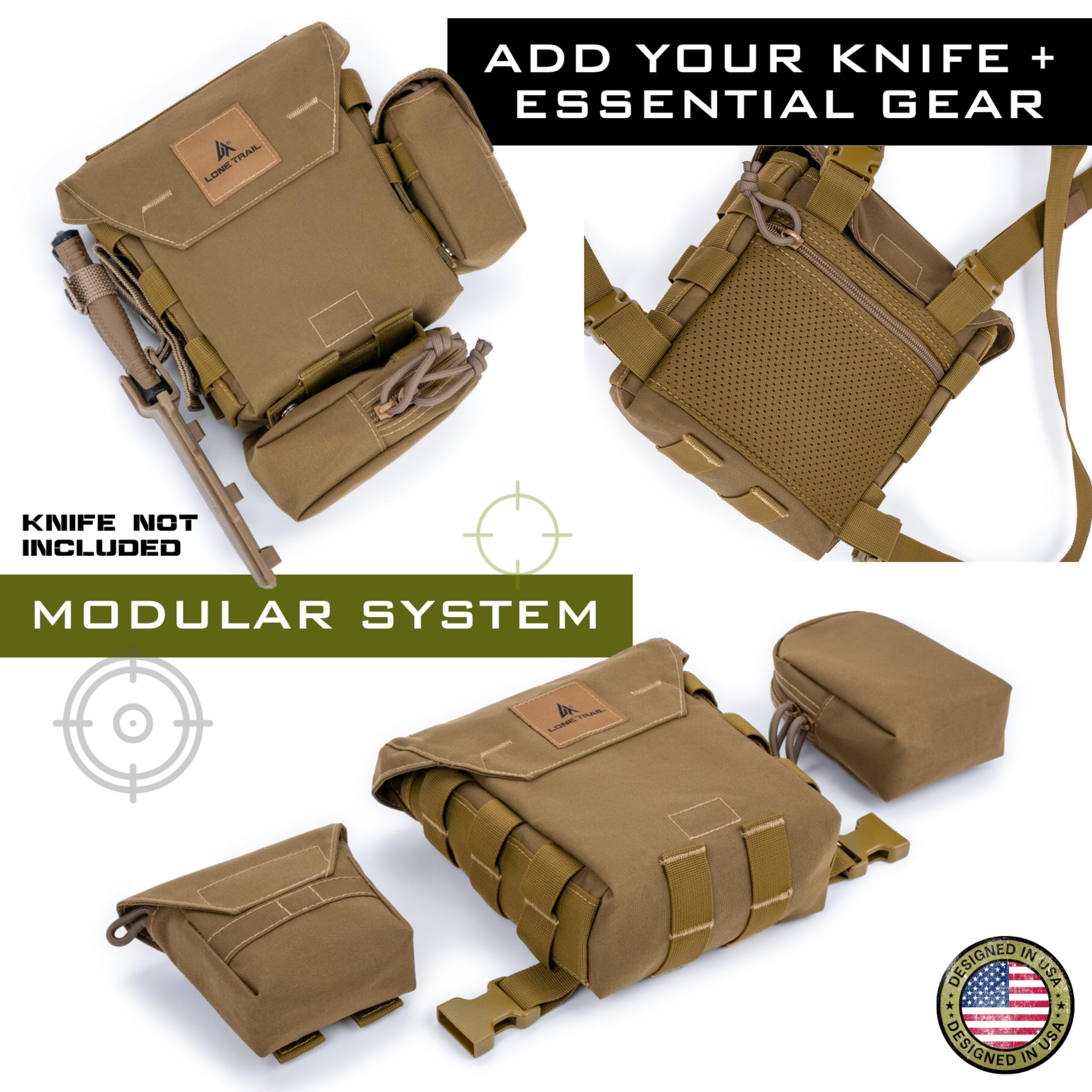 Lone Trail Binocular Harness Chest Pack, Bino Harness With Rangefinder Pouch, Binocular Case, Hunting Binoculars With Chest Harn