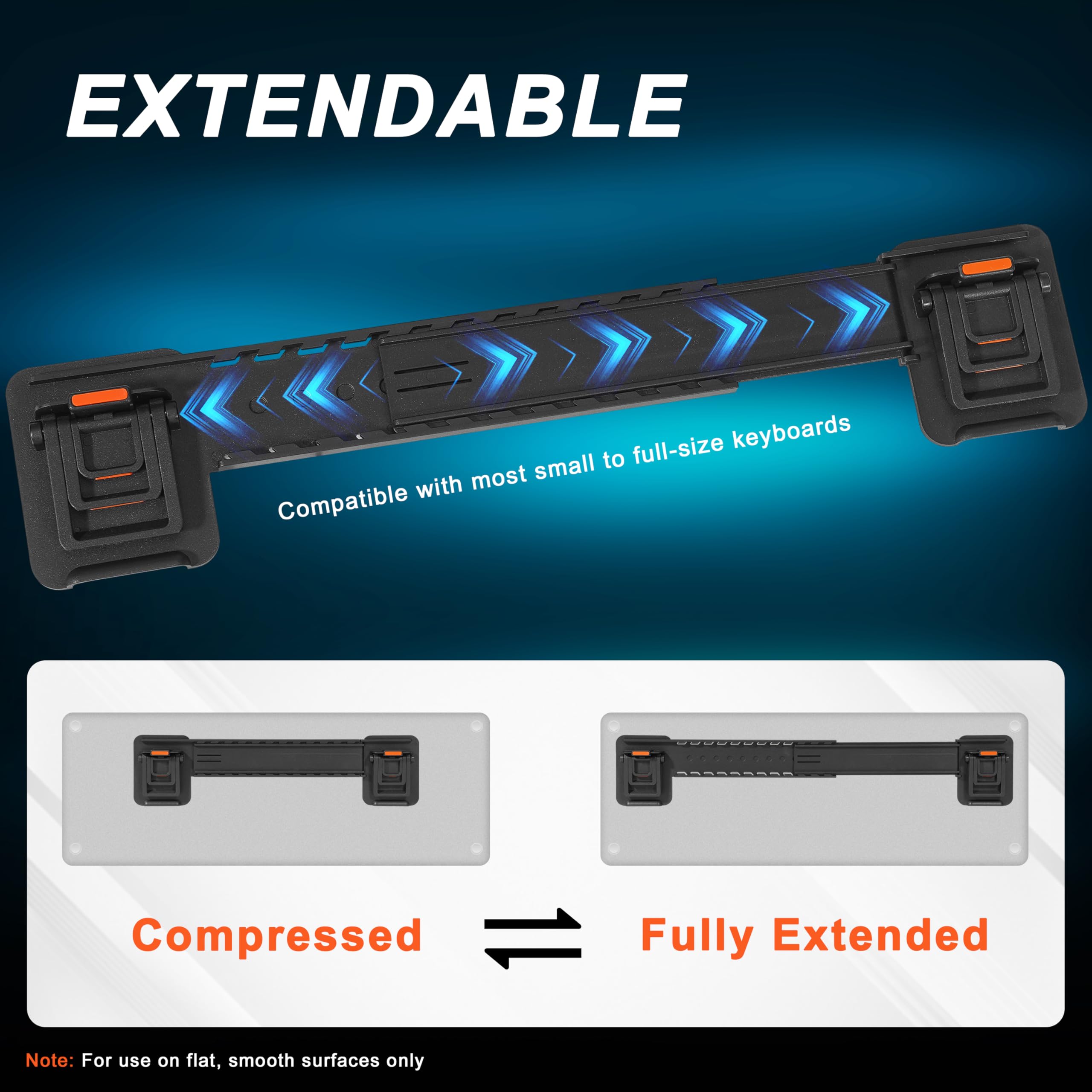 Mekass Computer Keyboard Stand For Desktop, Adjustable Keyboard Riser, Extendable Holder, Non Slip, Ergonomic Office Desk Access