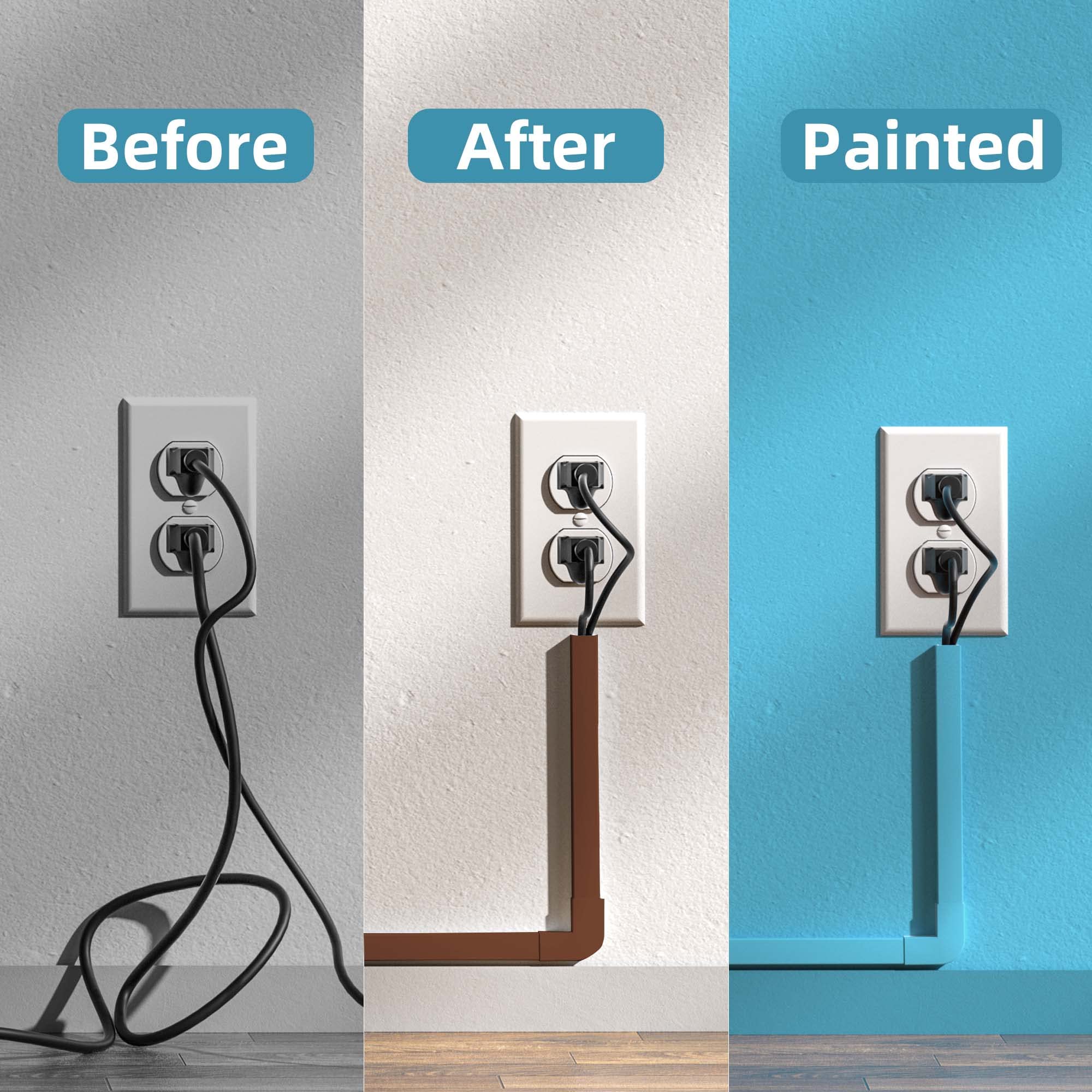 Wire Hider, 157In Delamu Cord Hider Wall, Paintable Wire Covers For Cords, Tv Cable Hider Wall Kit, Cable Covers Raceway, Cable