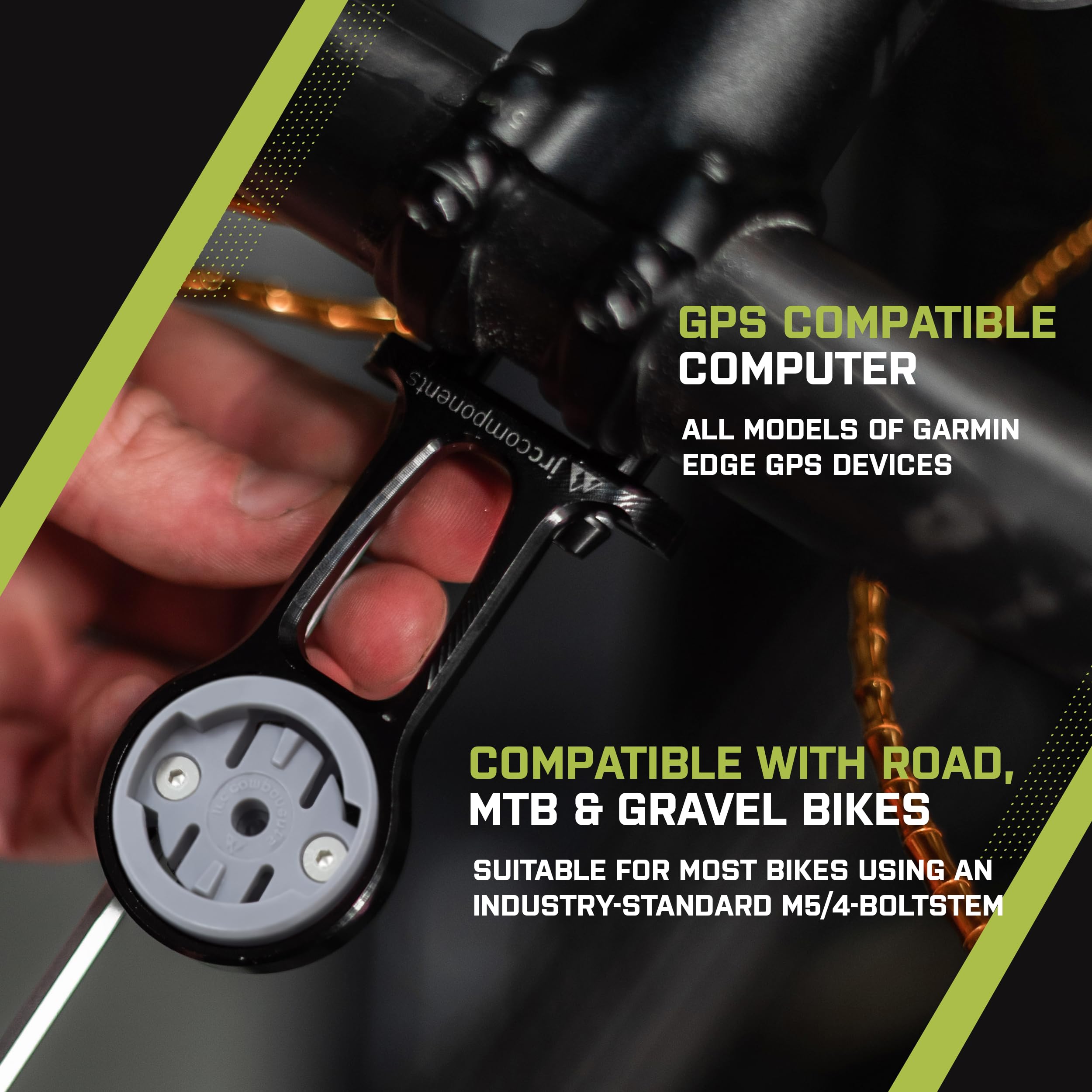 Jrc Components Stem Out Front Mount | Compatible With Wahoo Elemnt Gps Devices | Lightweight Cnc Machined Aluminum Body - Gold