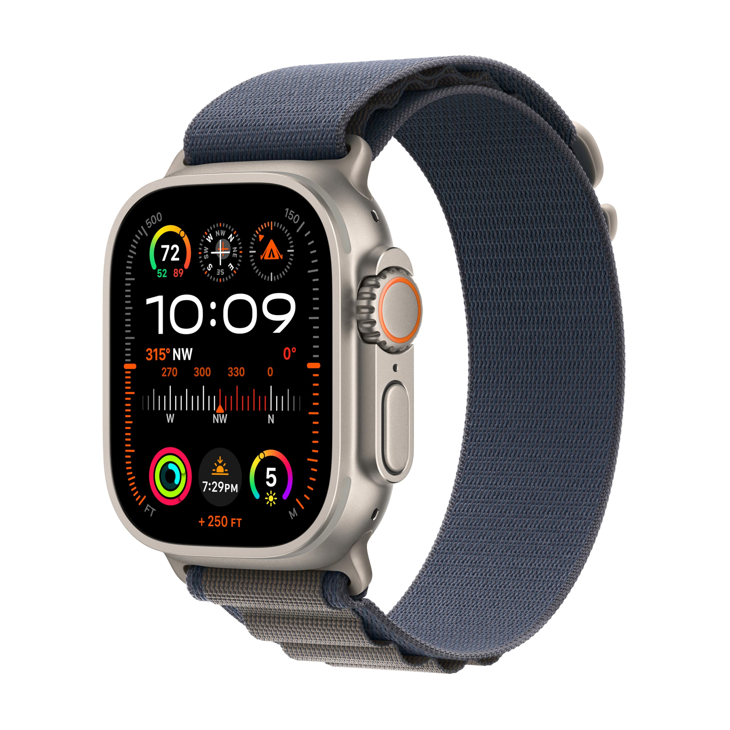 Apple Watch Ultra 2 [GPS + Cellular 49mm] Smartwatch with Rugged Titanium Case & Blue Alpine Loop Large. Fitness Tracker, Precis