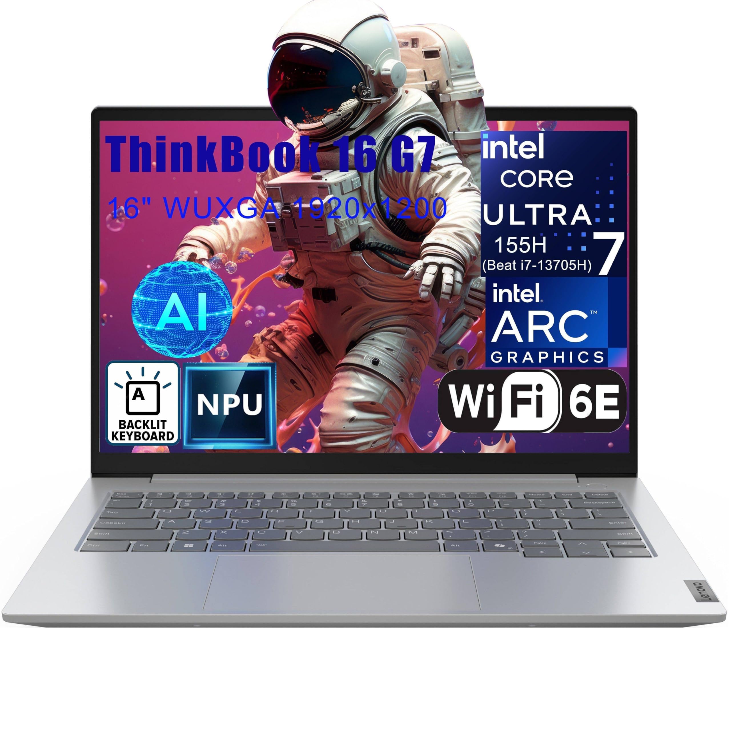 Lenovo Thinkbook 16 Ultra 7 155H Premium Laptop Computer Intel 16 Core 16'' Fhd 64Gb Ddr5 1Tb Ssd Arc Graphics Backlit Keyboard