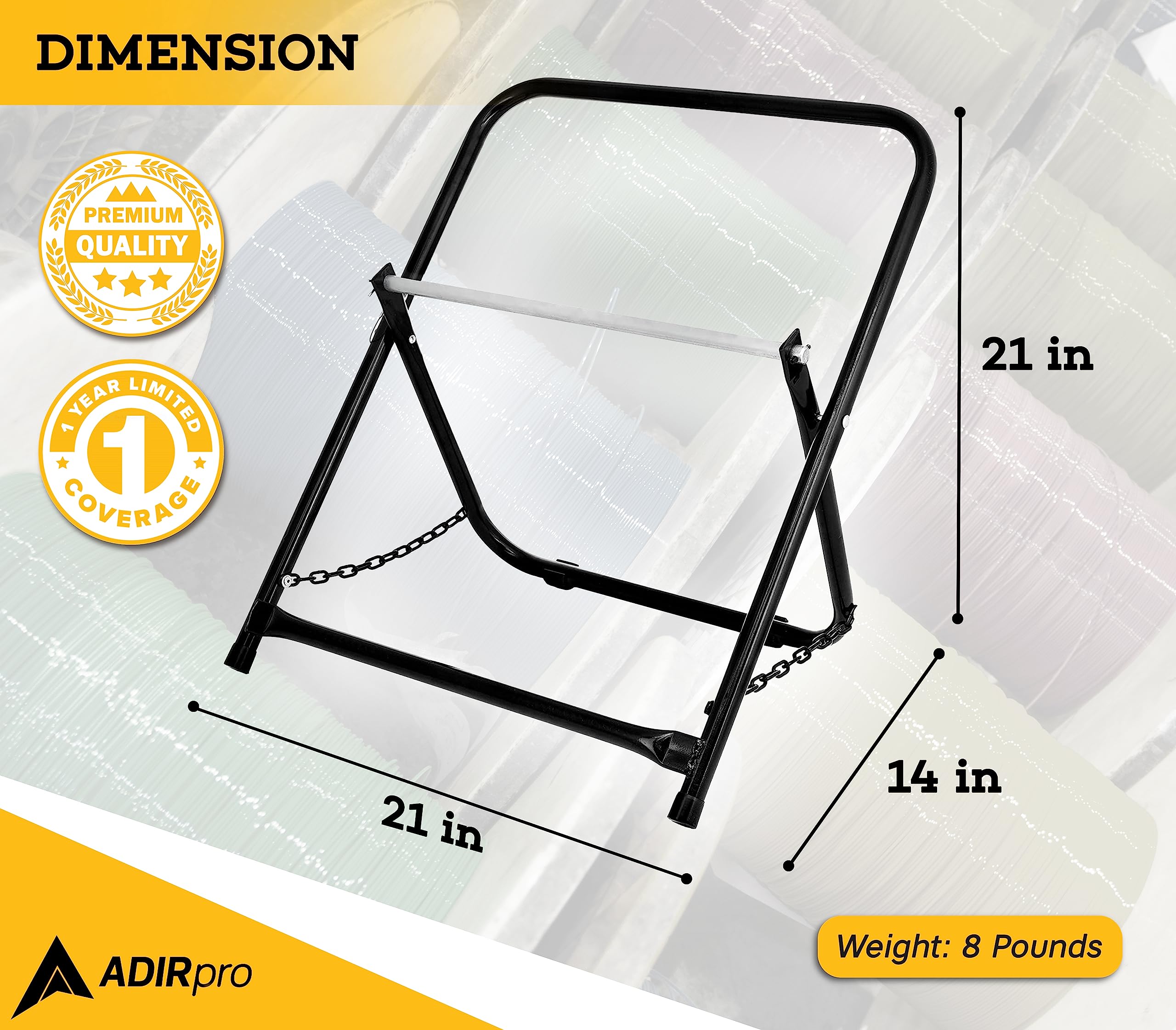 Adirpro Durable Single Axle Cable Caddy   Commercial Industrial Grade Steel Wire Rack Dispenser   Compact Design Holds Cable Ree