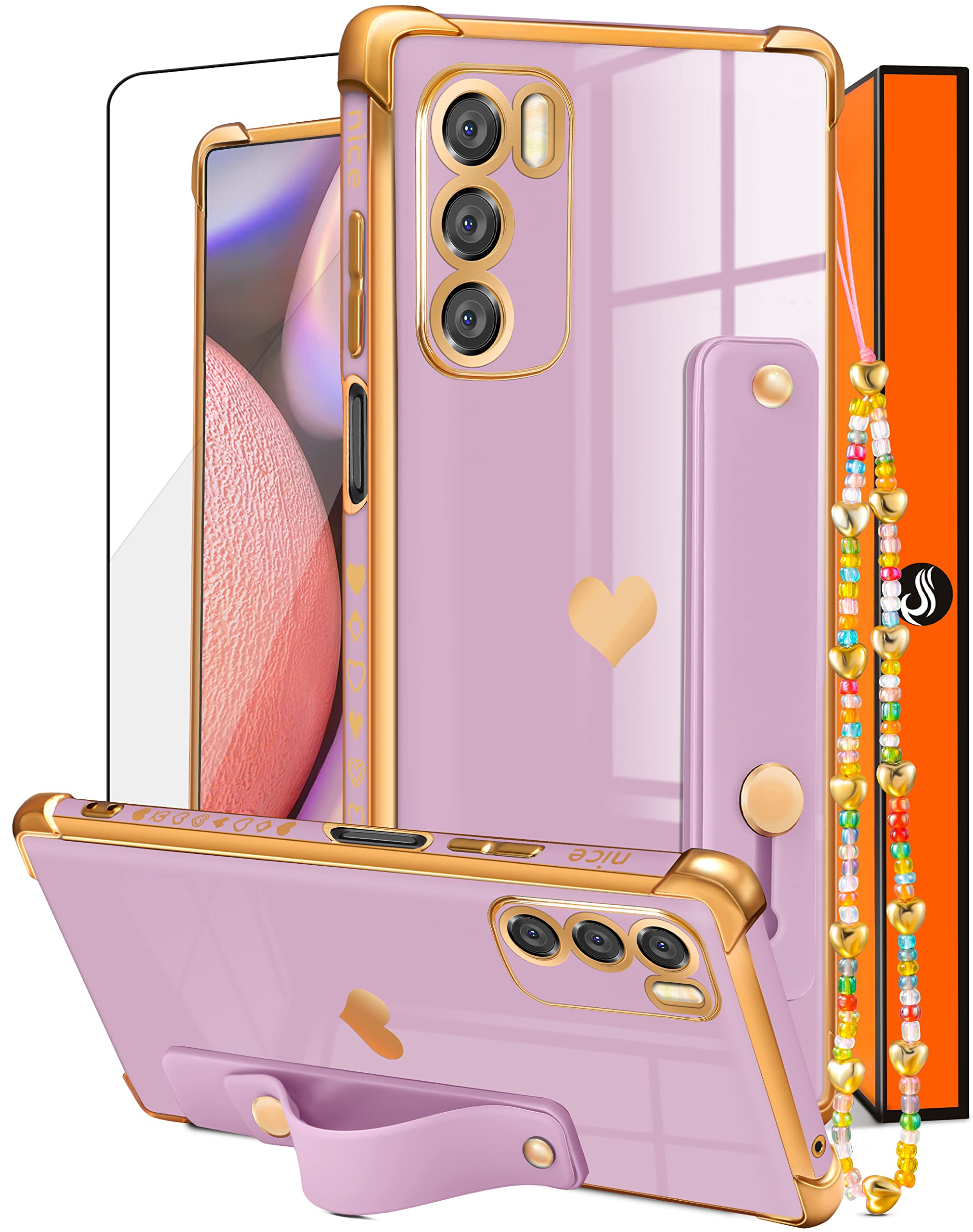 Likiyami (3In1 For Motorola Moto G Stylus 5G 2022 Case (Not Fit 4G) Heart Women Girls Girly Cute Luxury Pretty With Stand Phone