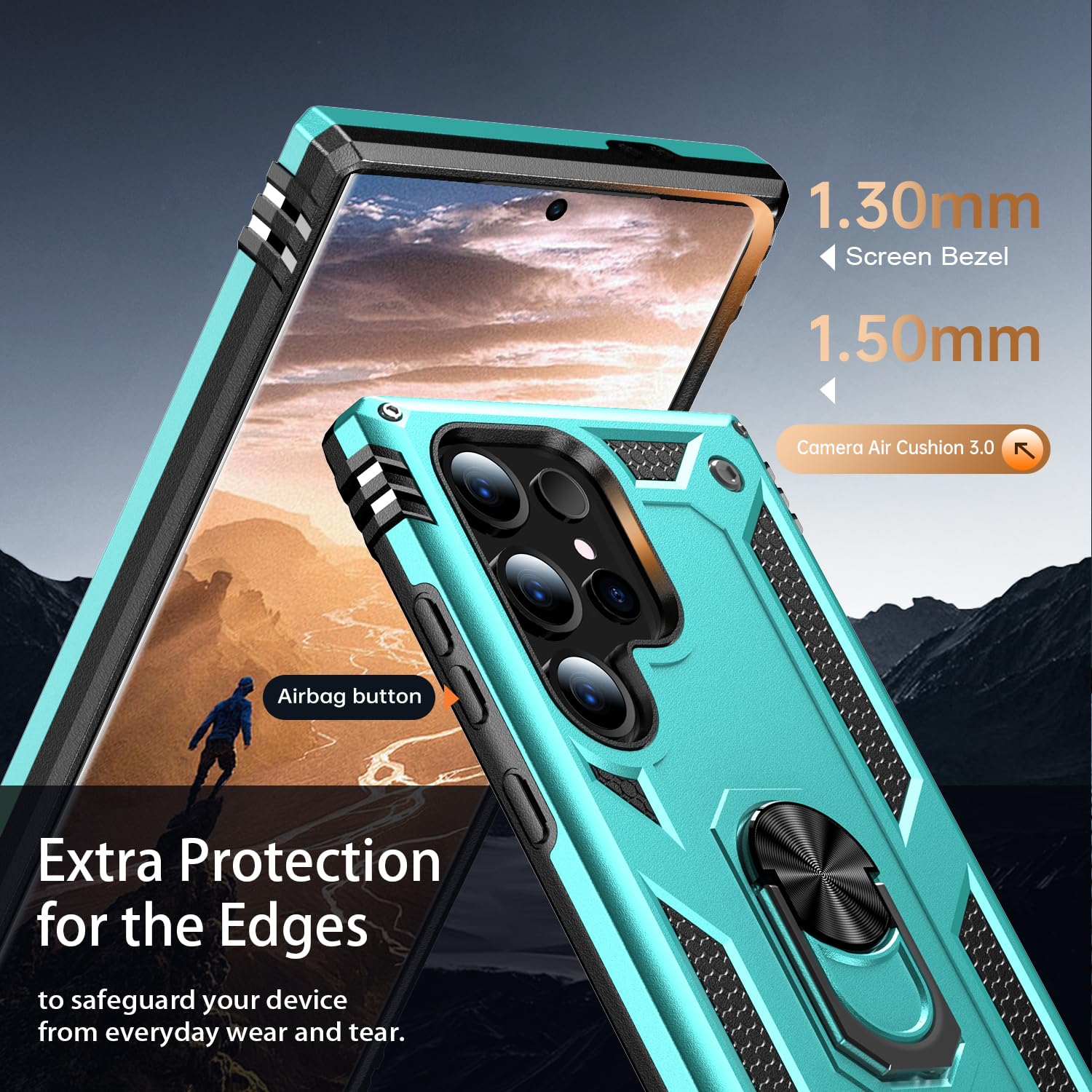 Ikazz For Galaxy S24 Ultra Case,Military Grade Shockproof Heavy Duty Protective Phone Cover Pass 16Ft Drop Test With Magnetic Ki