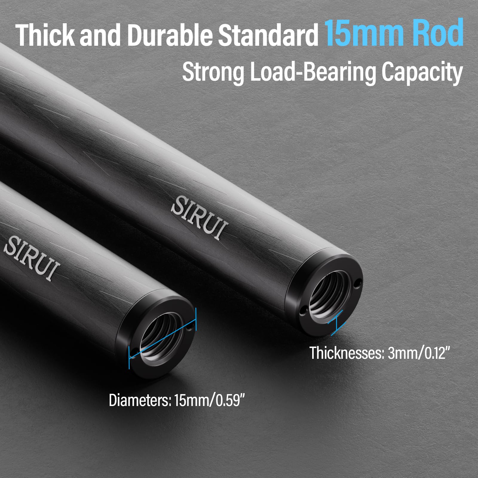 Sirui 15Mm Carbon Fiber Rod, Universal 8''/20Cm Camera Rail Rods For 15Mm Rod Rail Support System, Follow Focus, Should Rig, Am