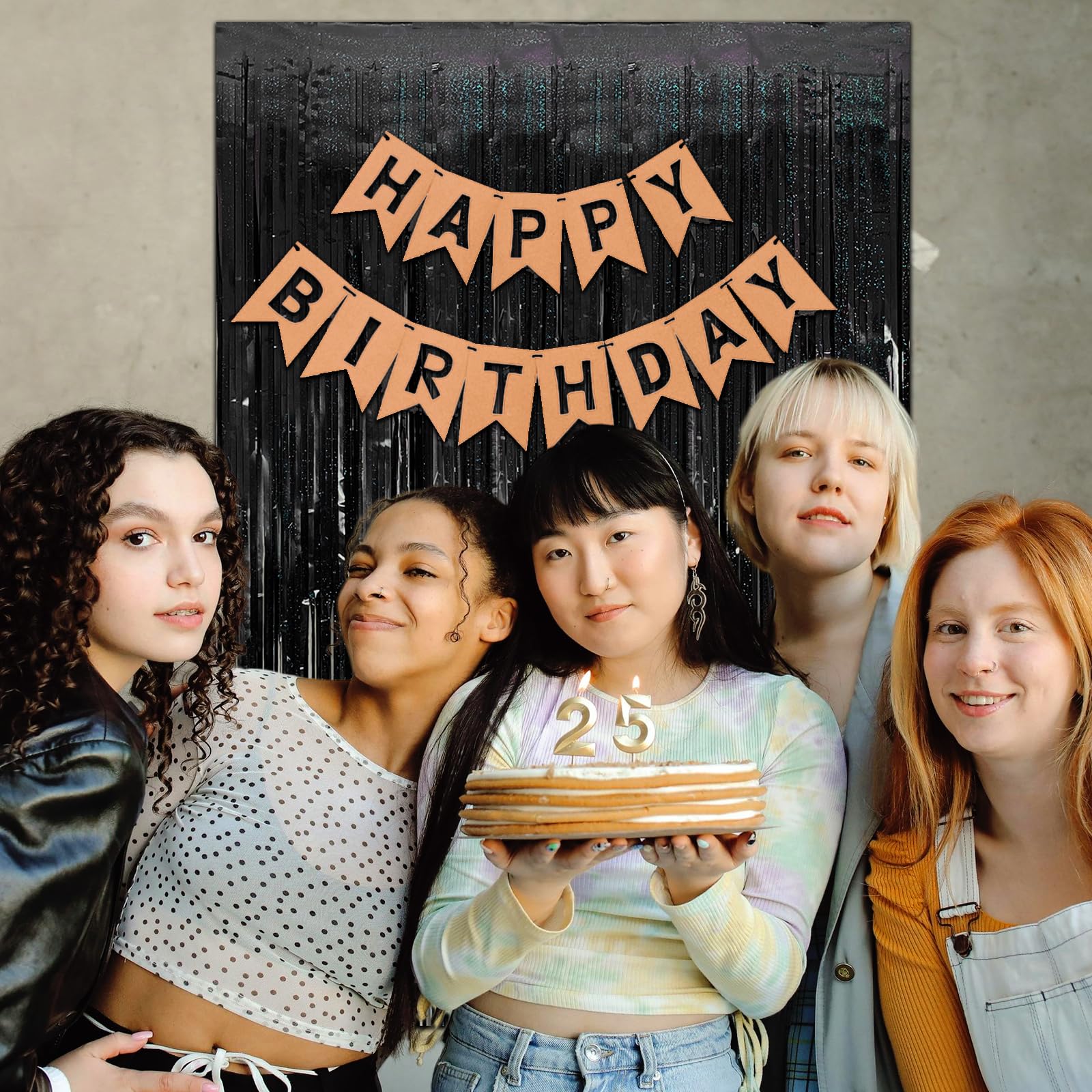 3 Pack Black Party Streamers Backdrop Tinsel Foil Fringe Curtains Halloween Party Decorations Birthday Wednesday Party Decoratio