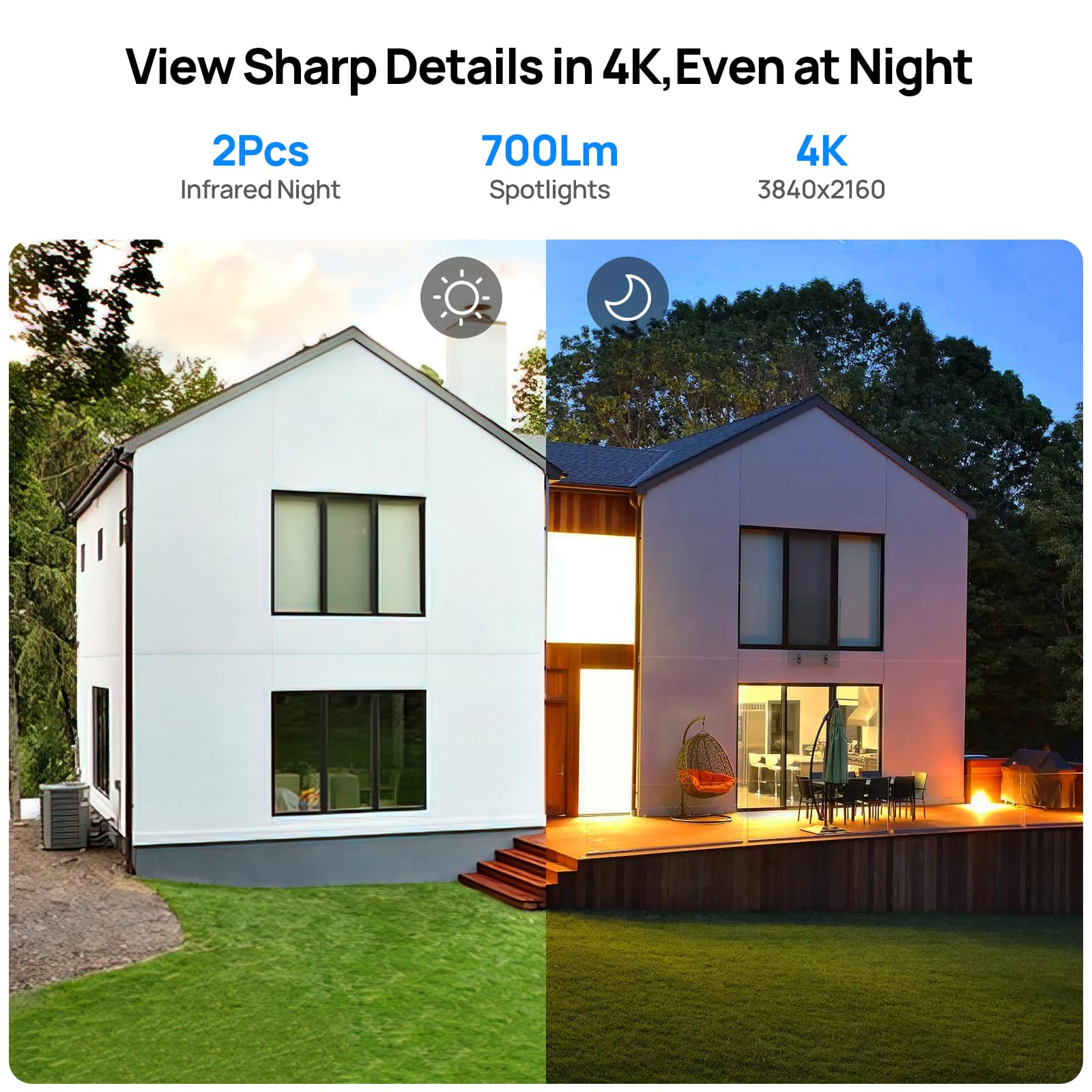 Vikylin 4K 8Mp Full Color Poe Ip Camera, Outdoor 4K Poe Turret Camera With Ai Human/Vehicle Detection, 2.8Mm Lens, F1.0 Aperture