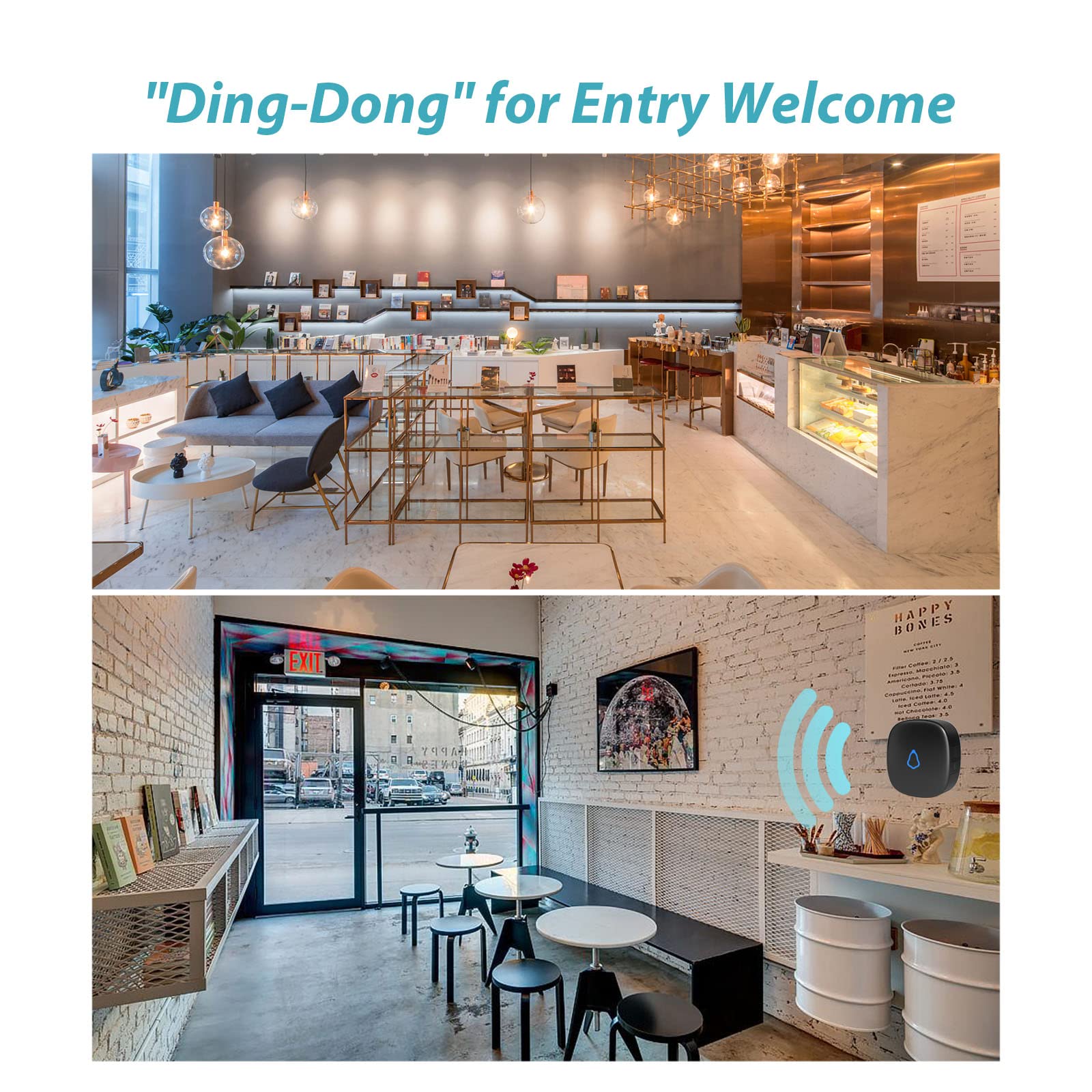 Metak Door Chime, Wireless Door Open Contact Sensor Alarm With 500 Ft Range, 58 Chimes And 5 Volume Levels For Business/Store/Ho