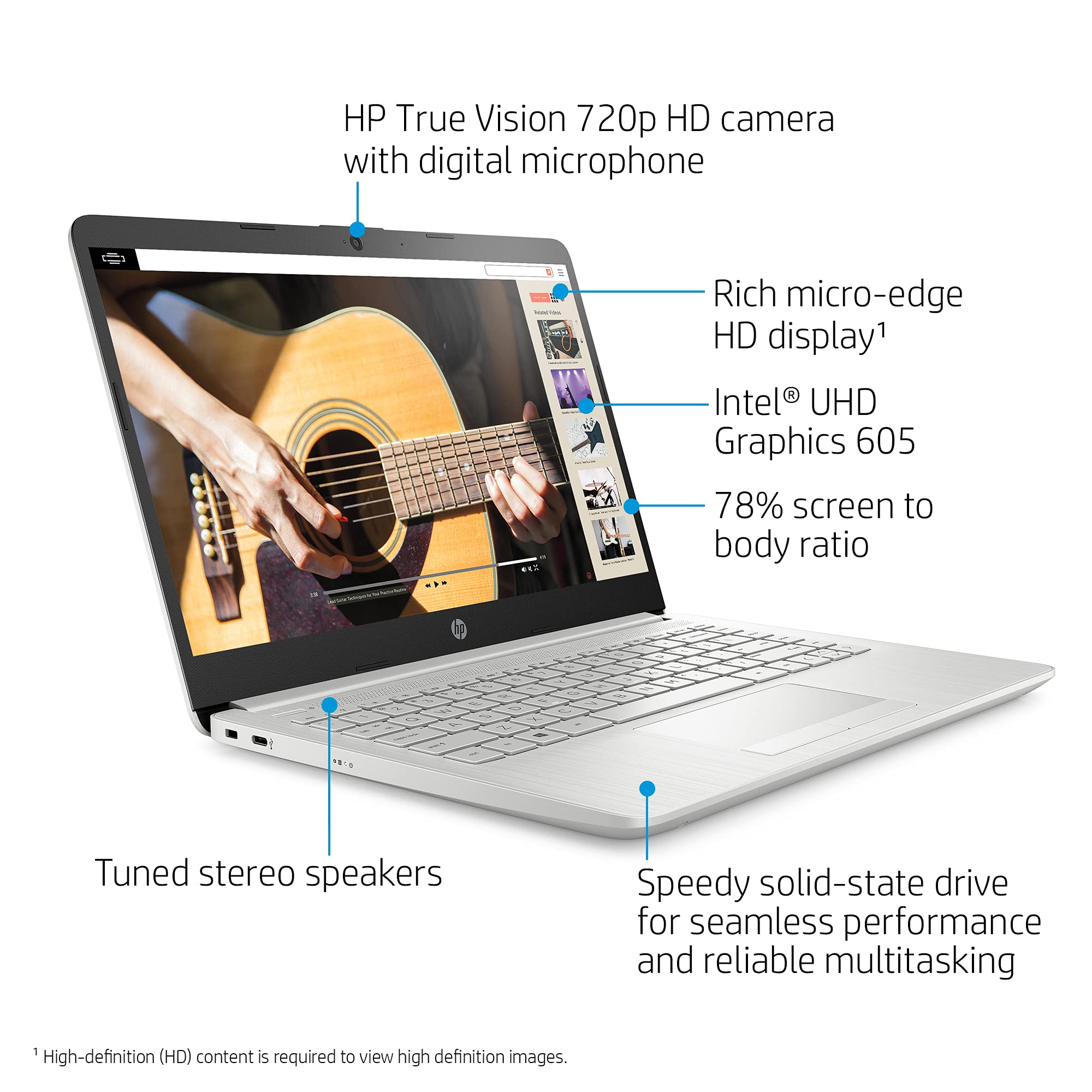 Flagship 2019 HP 14' FHD Laptop | Intel Quad Core Pentium Silver N5000 Up to 2.7Ghz |4GB DDR4 | 64GB eMMC SSD | Office 365 Personal 1yr | Win 10 S| Support up to 256G Micro SD Extra Storage