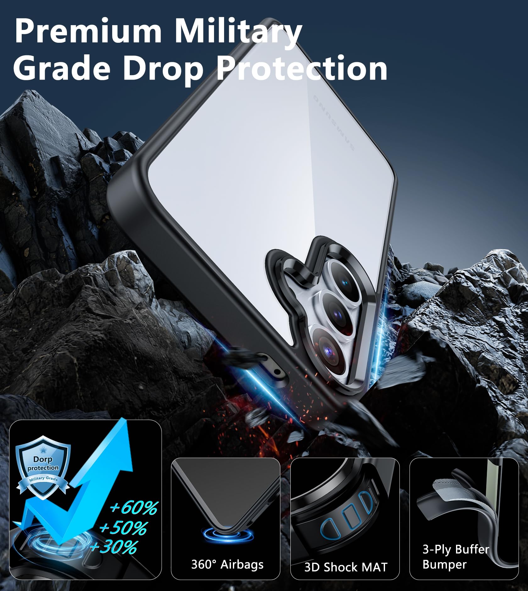 Fntcase For Samsung Galaxy S24 Case: Military Grade Anti Yellowing Shockproof Protective Phone Cover | Full Protection Drop Proo