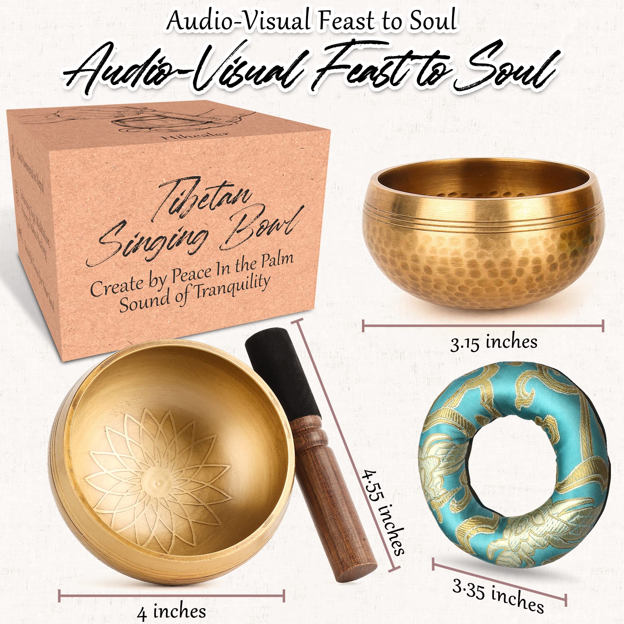 Relaehih 2Pack Tibetan Singing Bowls Set 100% Handmade In Nepal Sound Bowl Meditation Set For Meditation, Yoga, Chakra, Meditati